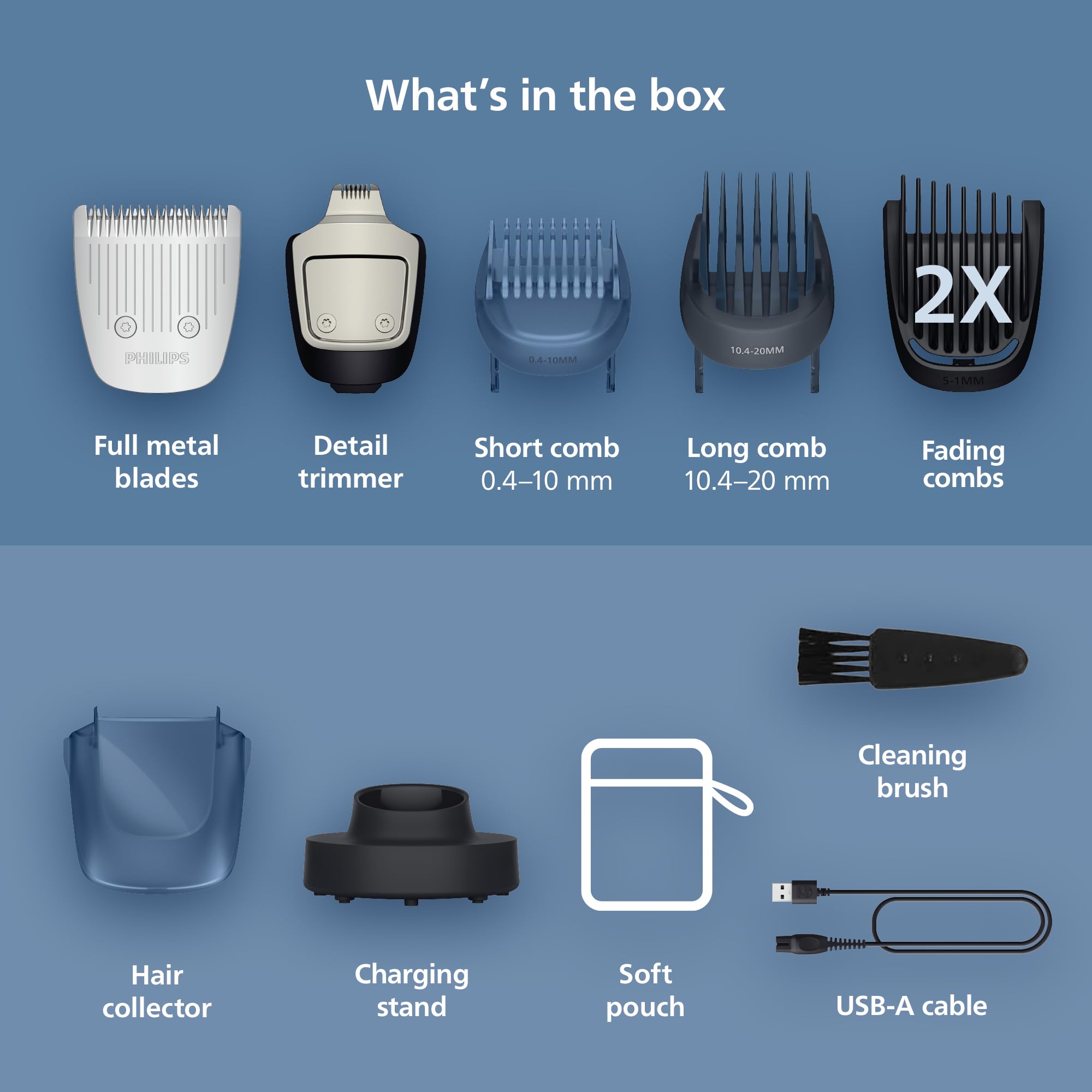 Norelco Philips Beard Trimmer 5000 Series, Men's Face Trimmer, 100% Waterproof BeardSense Tech, Precision Trimmer with Fading Combs, Self-Sharpening Blades, Hair Collector & Charging Stand, BT5785/40