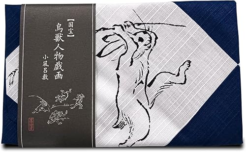 JAPANMUSEUM Choju-Jinbutsu-GigaPinturas de pared de tela (azul)Caricaturas de personas animalesilustraciones de desplazamiento de imágenes japonesas