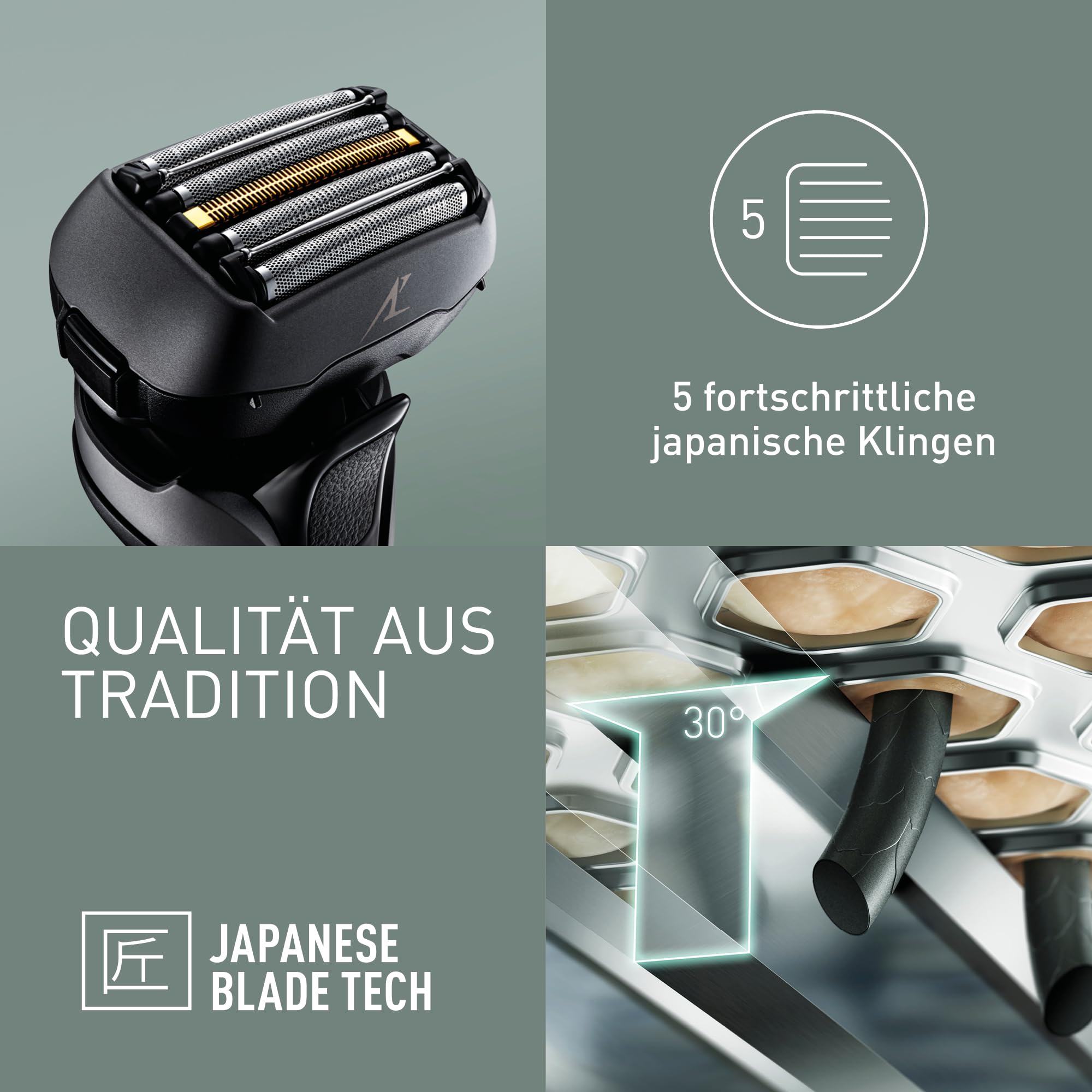 Panasonic Series 900 Premium Nass- und Trocken Rasierer ES-LV9U, 5-fach-Scherkopf mit Linearmotor und Bartdichtensensor Technologie, Pop-up Trimmer, inklusive Reinigungs- und Ladestation, schwarz