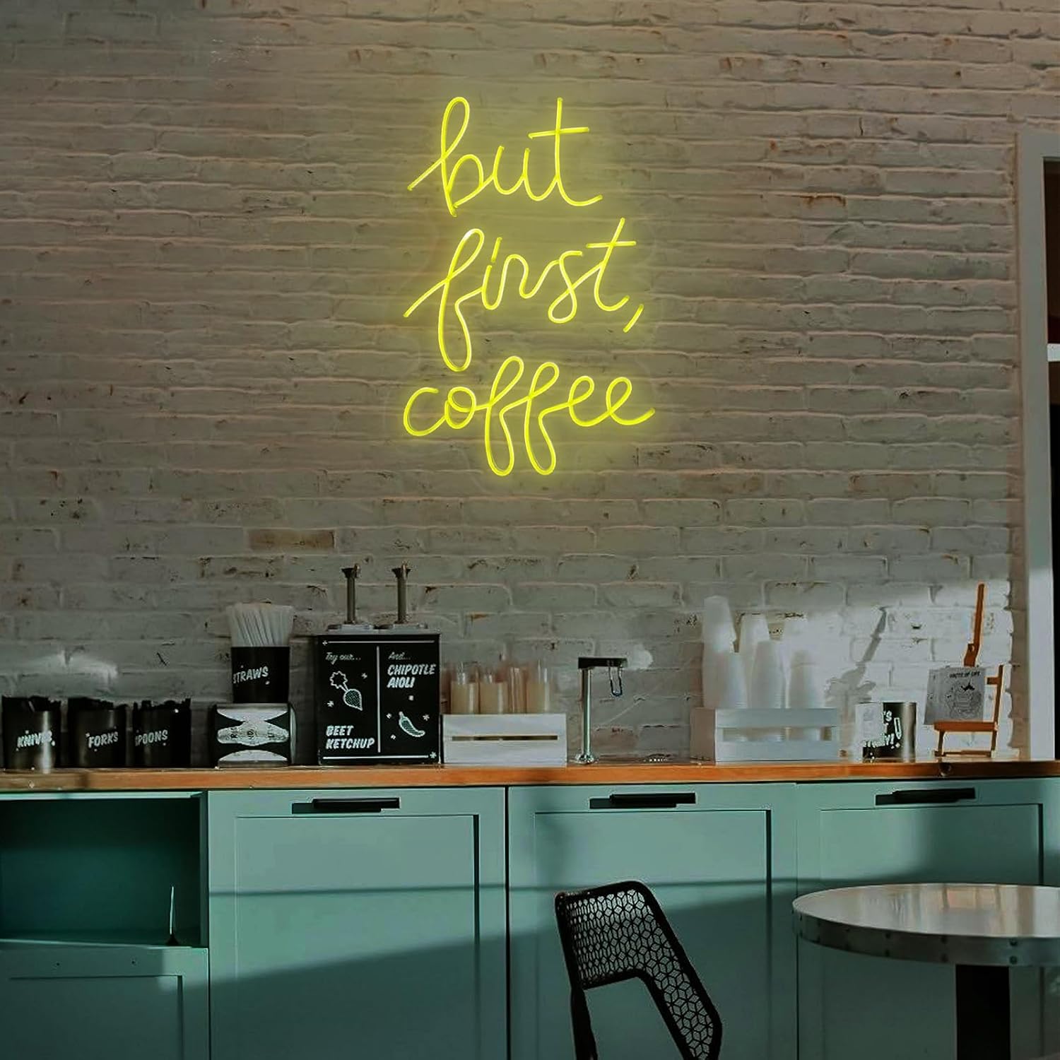 But First Coffee Neon Sign Led Coffee Bar Custom Business Lights Up Signs for Wall Art Decor Home Coffee Bar Office Cafe Shop Store Size: 23inches