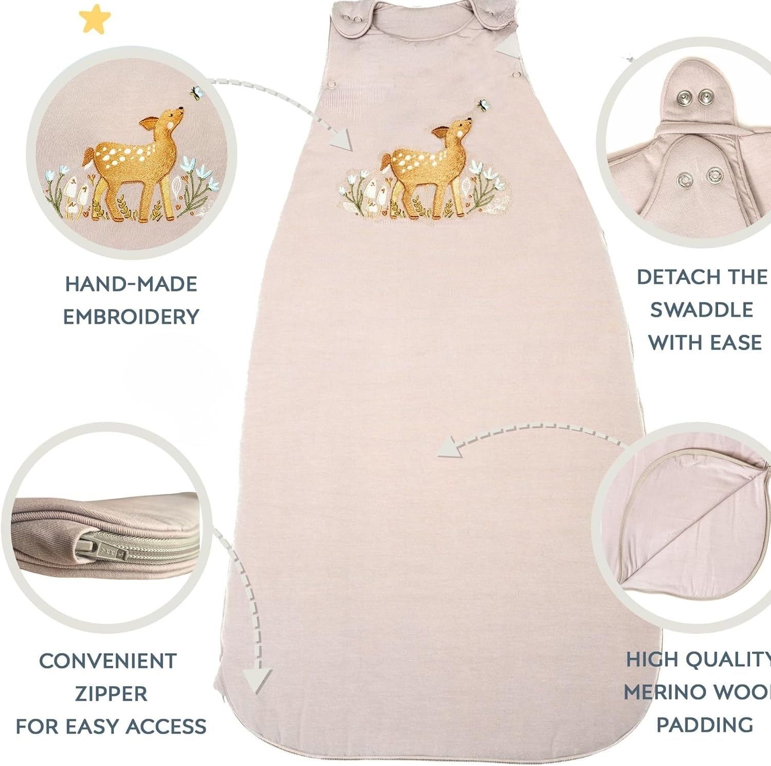2-In-1 Baby Sleep Sack & Swaddle Wrap - Newborn Sleep Sack Fits 0-24 Months - Bamboo Rayon & Merino, Baby Swaddle Sleep Sack