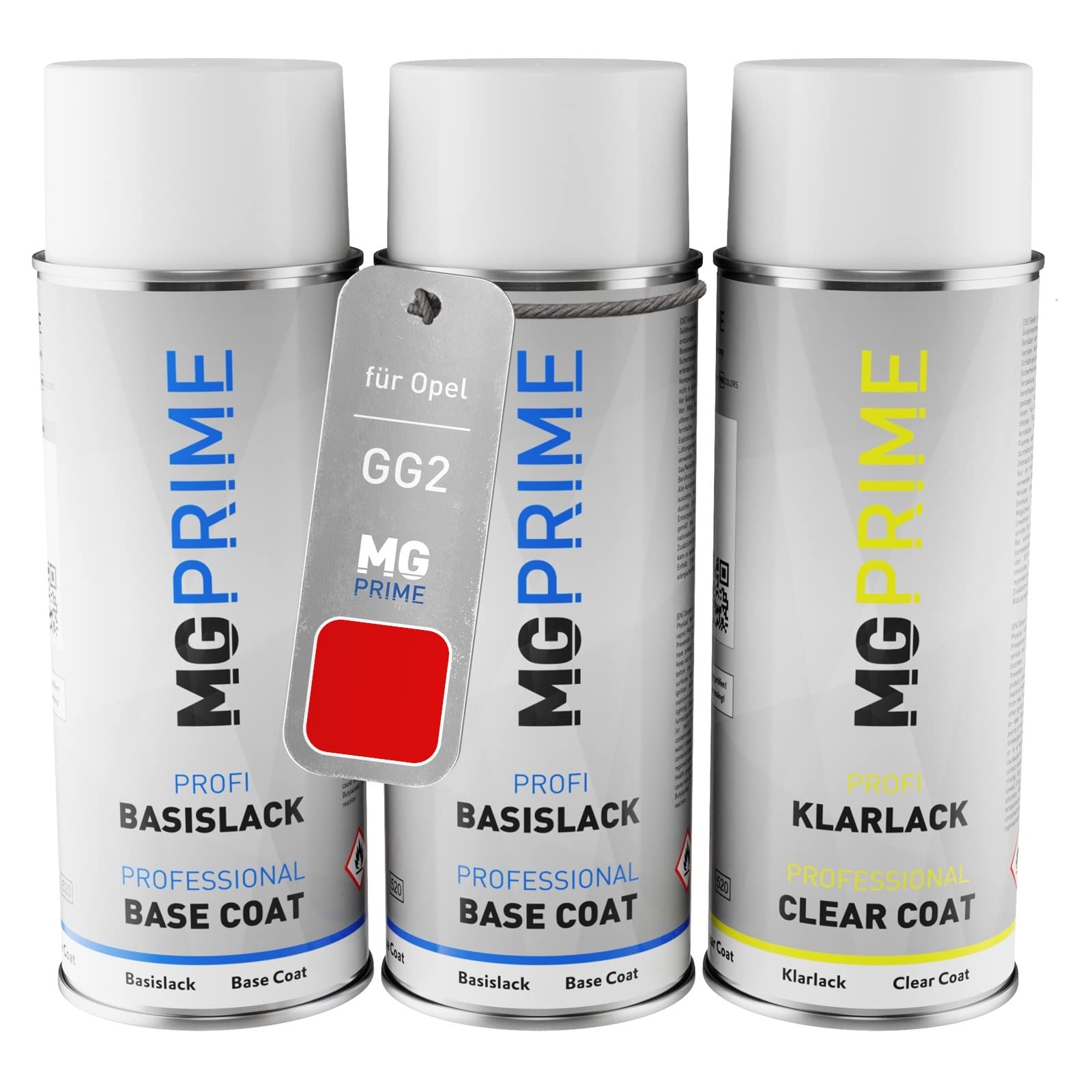 MG PRIME Pintura automotriz Set de aerosoles para Opel GG2 Lava Rot/Absolute Red Fondo pintura base pintura transparente bote de spray 400 ml