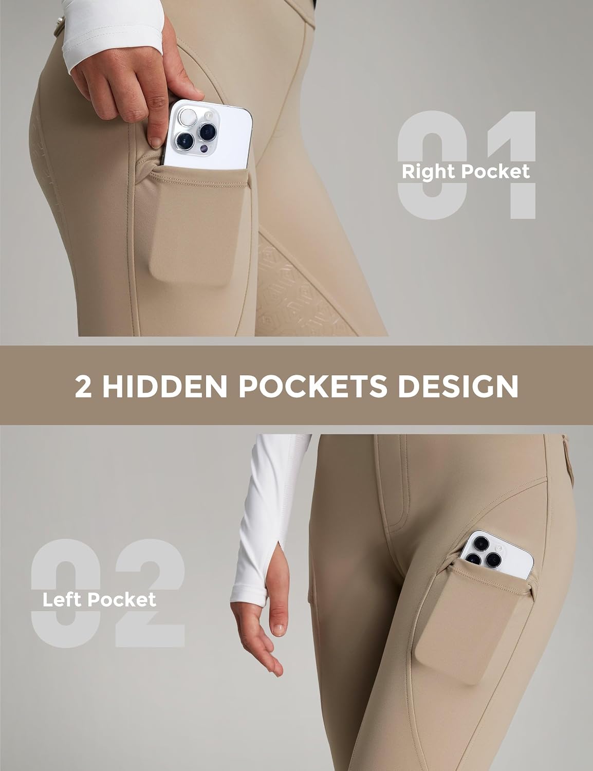 FitsT4 Sports Women's Fleece Horse Riding Pants Full Seat Equestrian Breeches Winter Riding Tights with Pockets