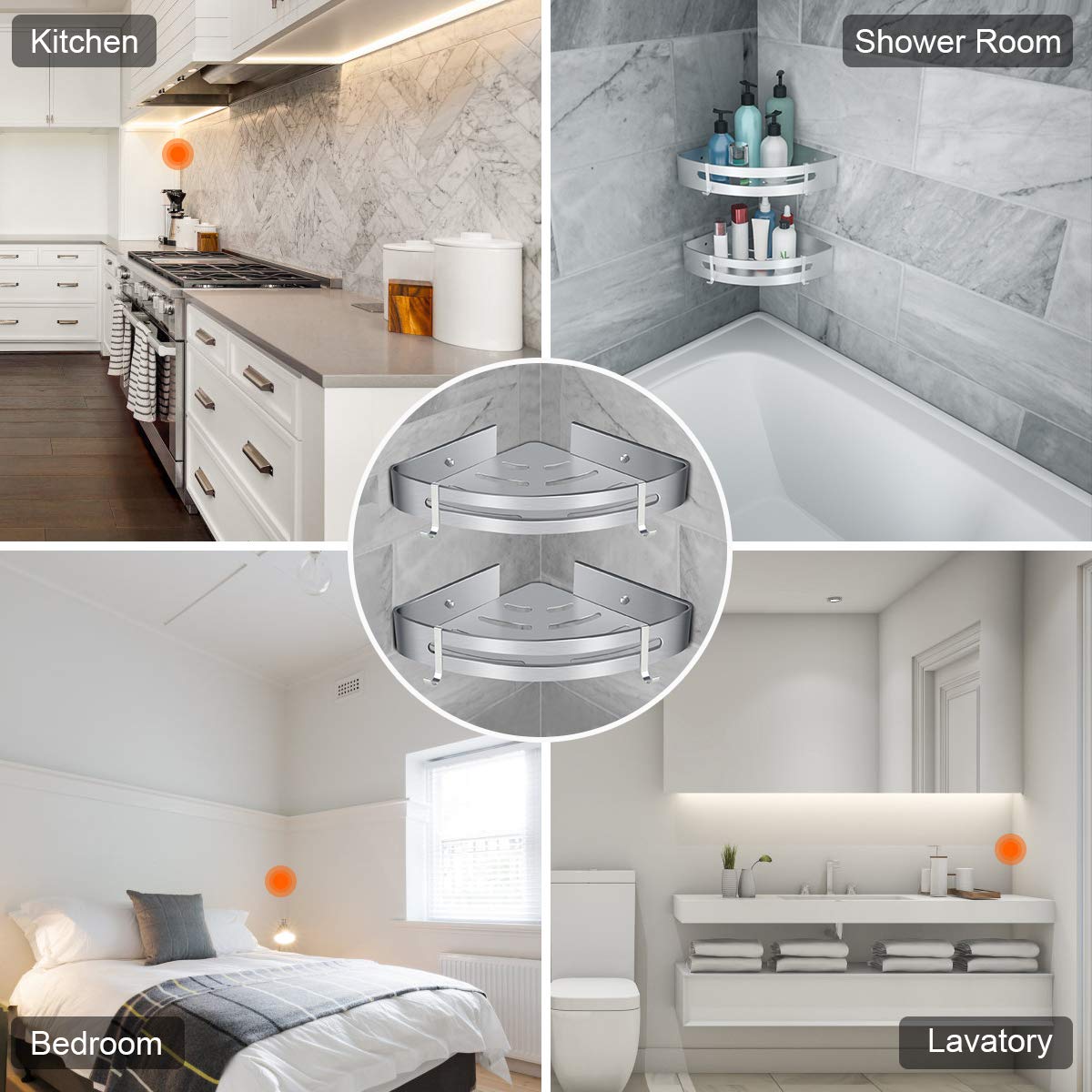 Bathroom Corner Shelves, RenFox Shower Shelf Corner Shelf No Drilling