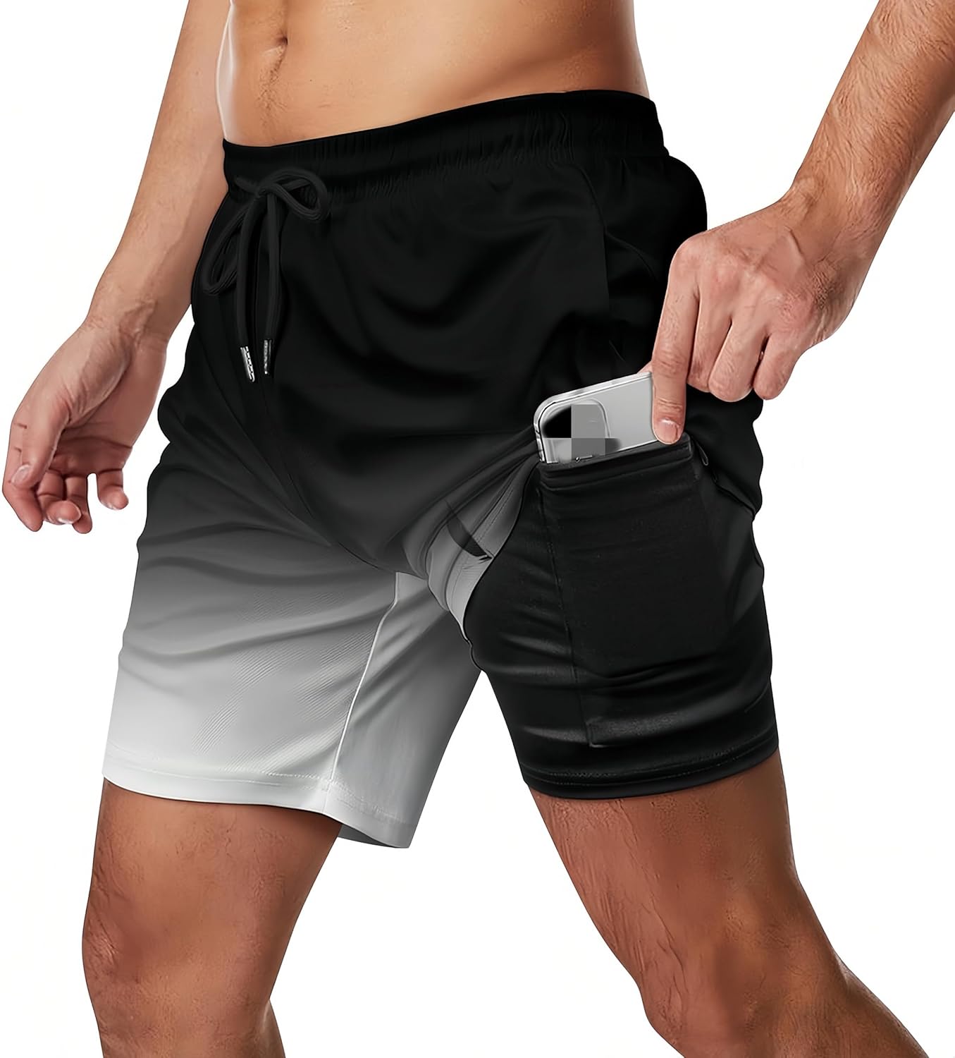 Mens Gradient Swim Trunks Quick Dry Beach Shorts with Mesh Lining Pockets Drawstring Summer Wear S-3XL