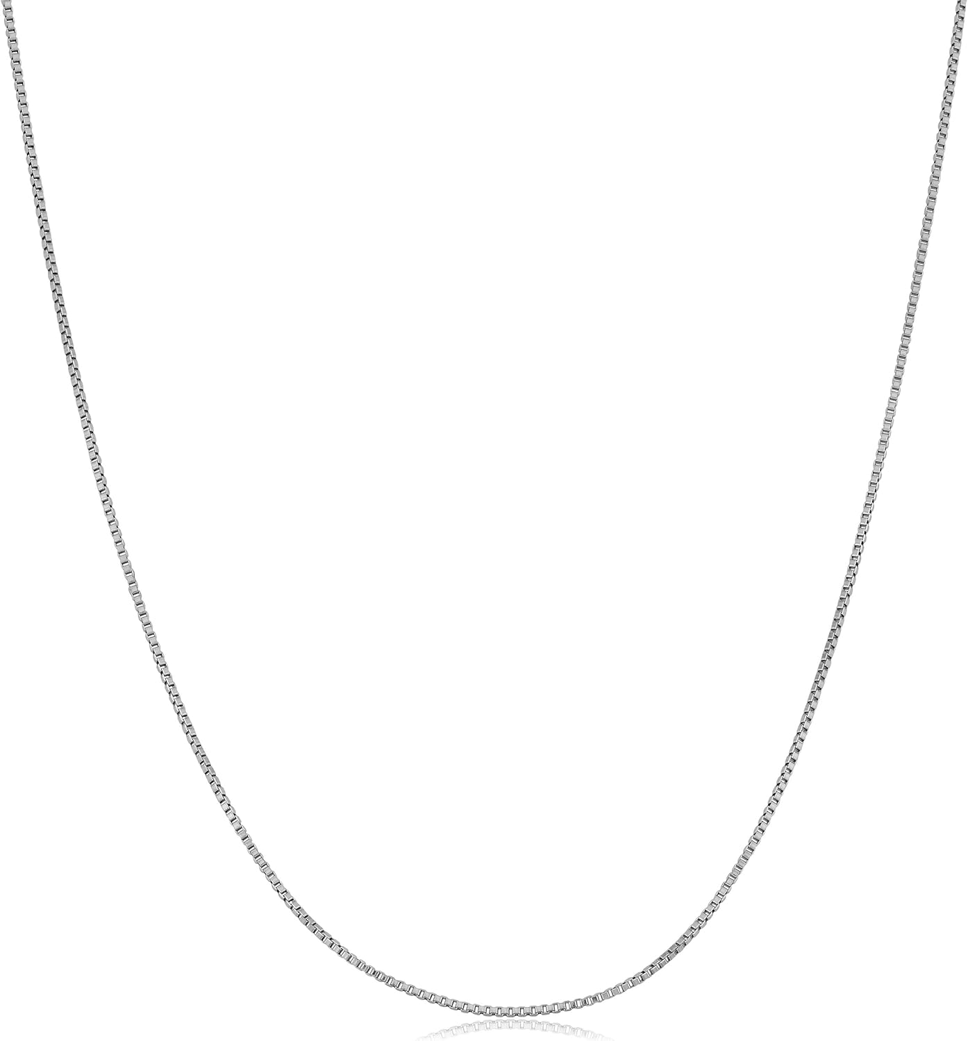 KoolJewelry Platinum 0.5 mm Venetian Box Chain Necklace (16, 18 or 20 inch)