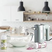 Vista 5 de Batidora de mano eléctrica, batidora de mano para cocina, con batidores y accesorios de batidor para cocinar y hornear, batidora de mano ligera