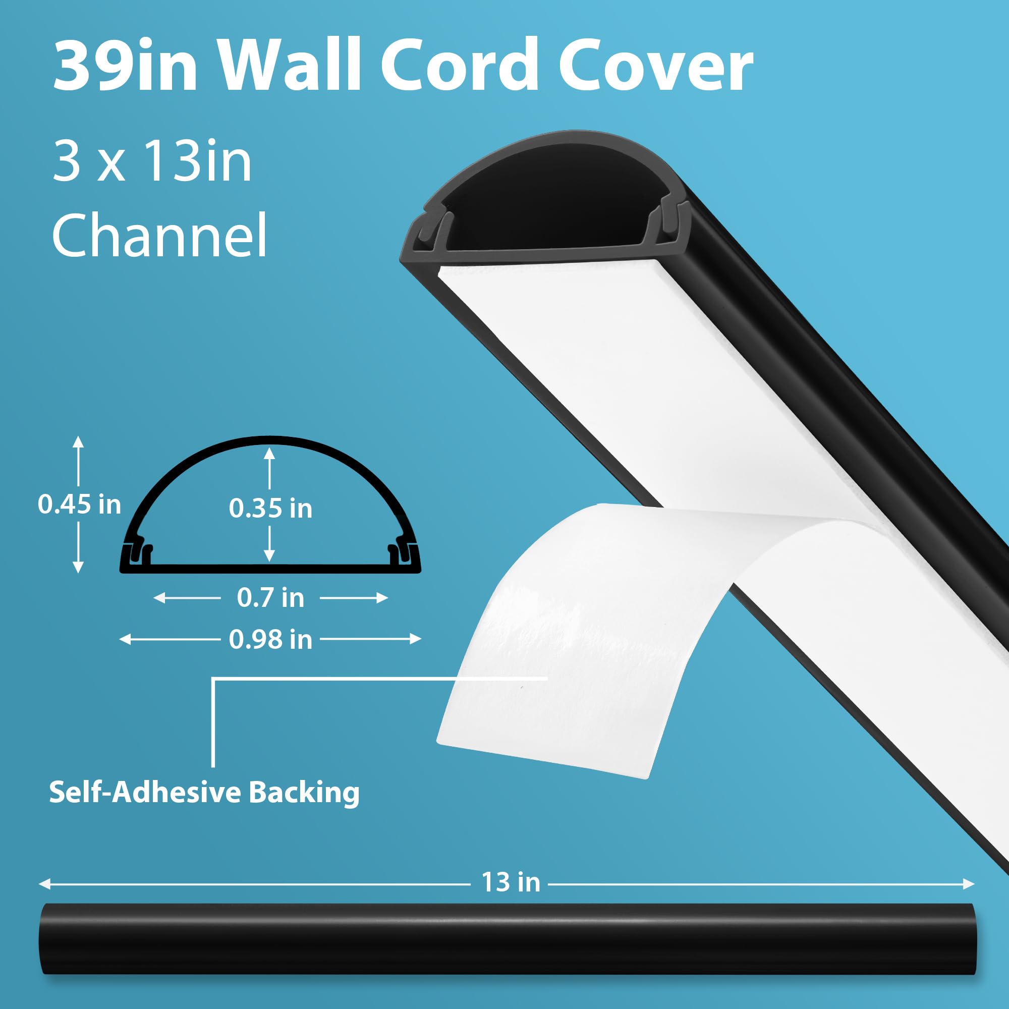 ZhiYo Cord Covers For Wires On Wall, 39in(3 X L13in) Cable - View #8