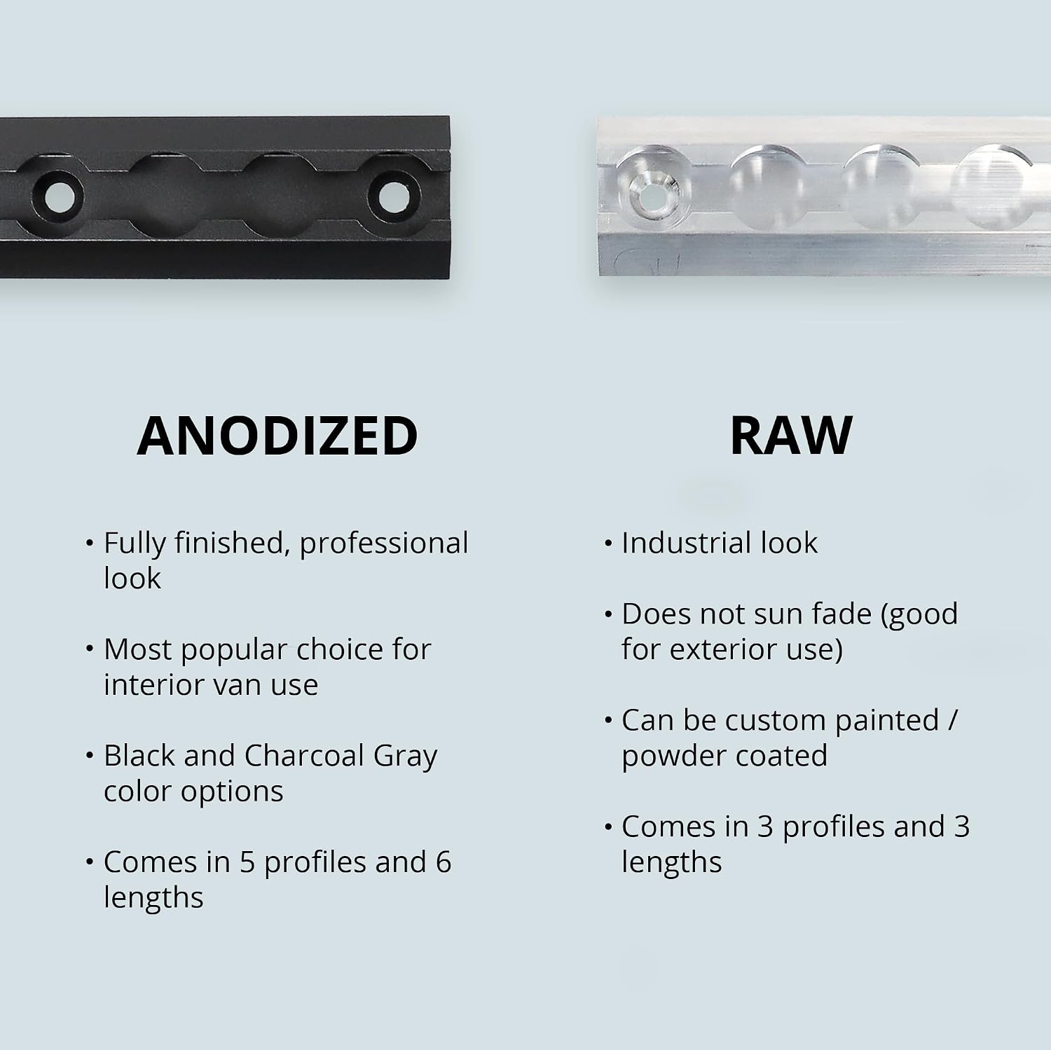 VanEssential 95" Venture Track T-6 Aluminium L-Track Raw (Angled Profile) - 2 Pack