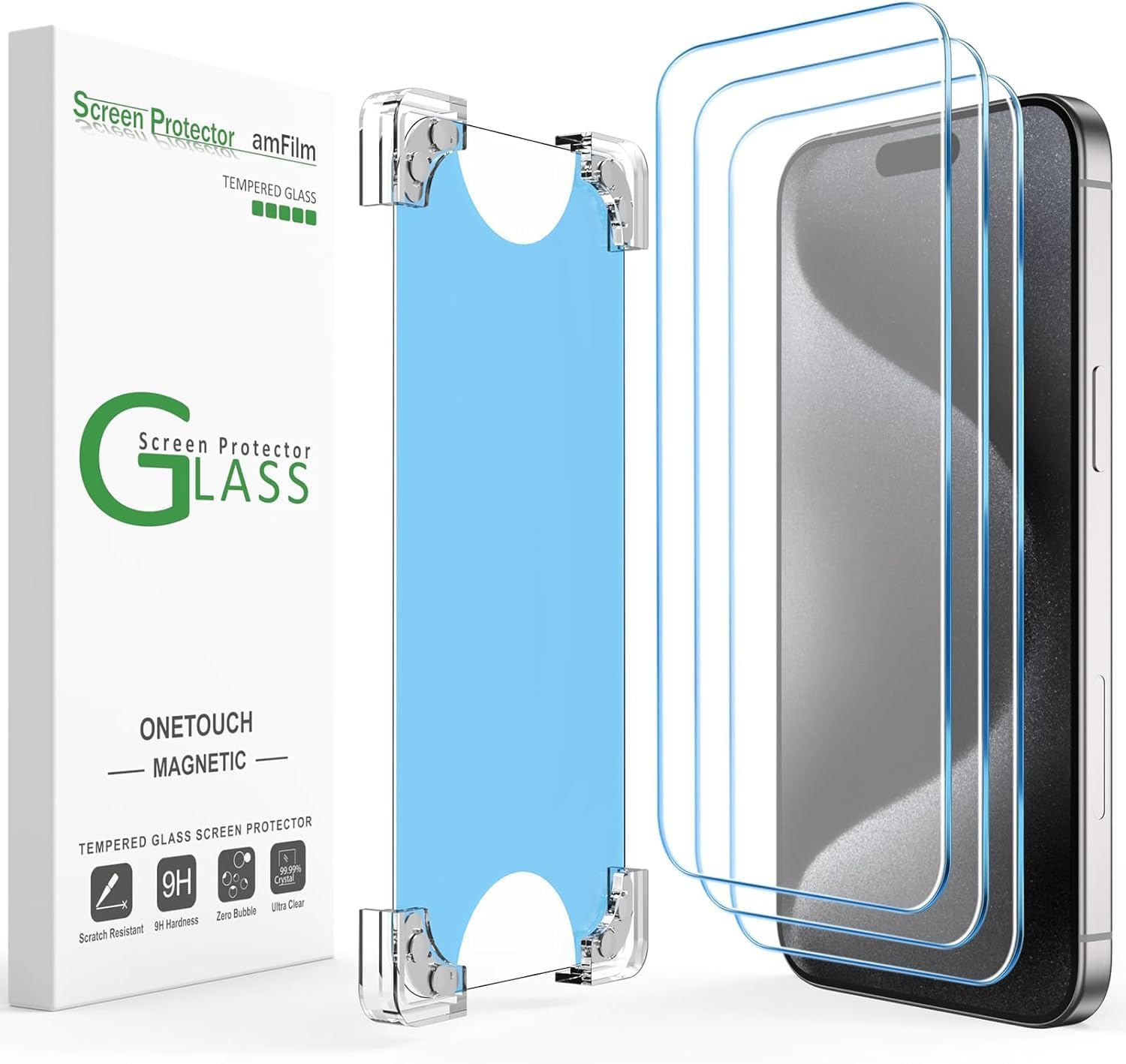 amFilm 3 Pack Compatible with iPhone 15 Pro Screen