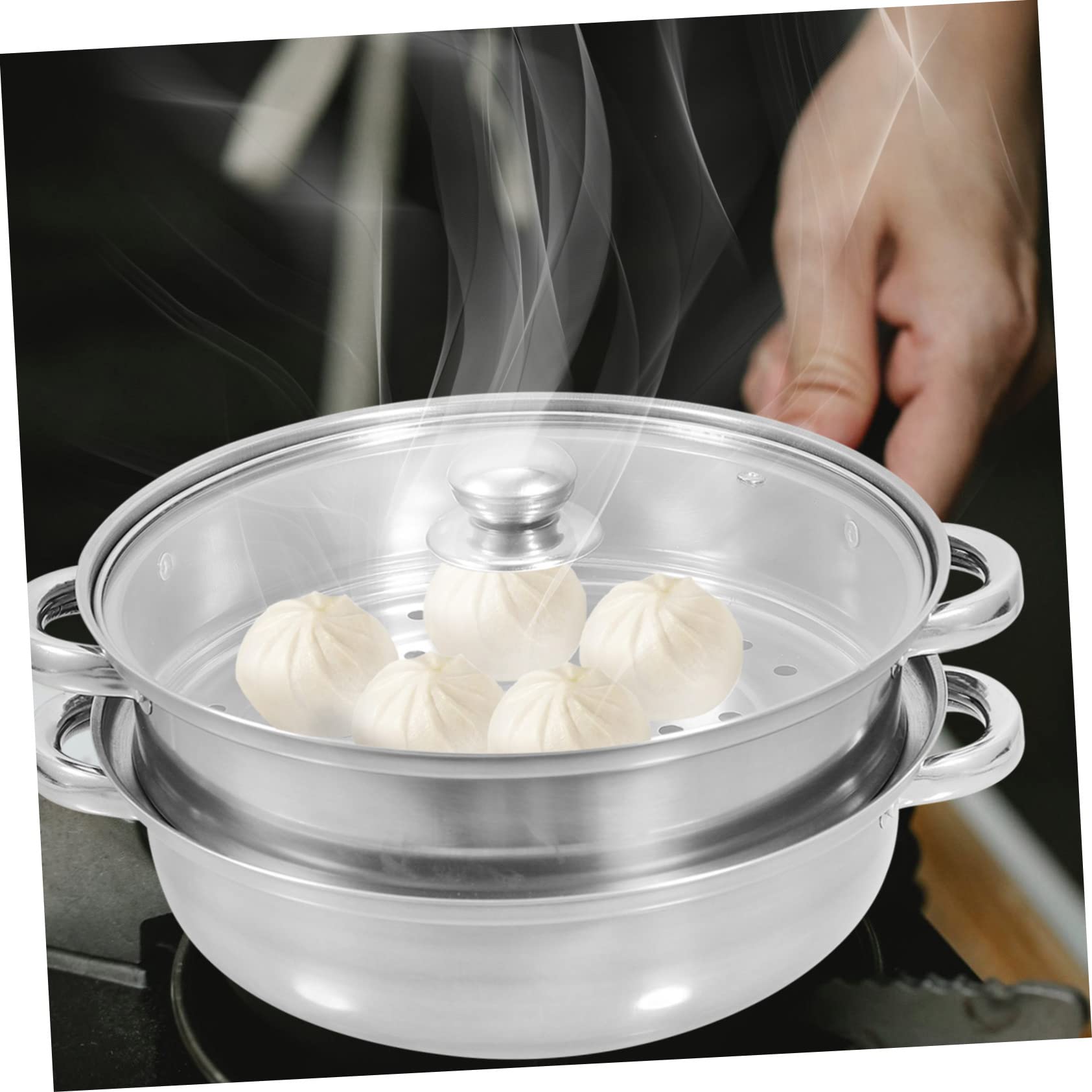 Cabilock Vaporera de Alimentos Olla de Vapor de Acero Inoxidable Doble Asa Utensilios de Cocina para Cocina y Restaurante Vaporera Práctica para Cocinar Alimentos