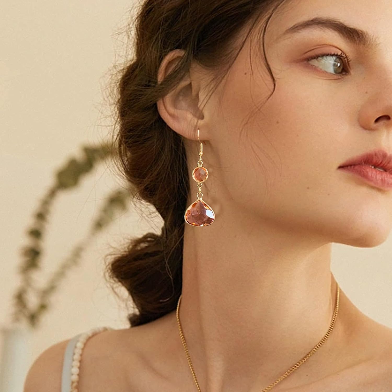 Trendy Cute Sapphire Blue Pink Green Earrings for Women Gold Dangle Earrings Blue Topaz Earrings Handmade Aquamarine Earrings Drop Earring for Women - Image 6