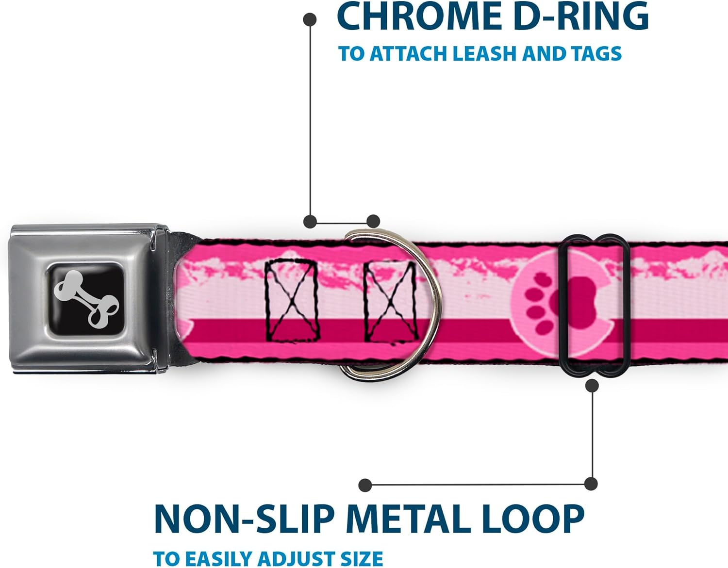 Buckle-Down Dog Collar Seatbelt Buckle Colorado Paw Mountains Pinks Available In Adjustable Sizes For Small Medium Large Dogs, 1" Wide - Fits 11-17" Neck - Medium