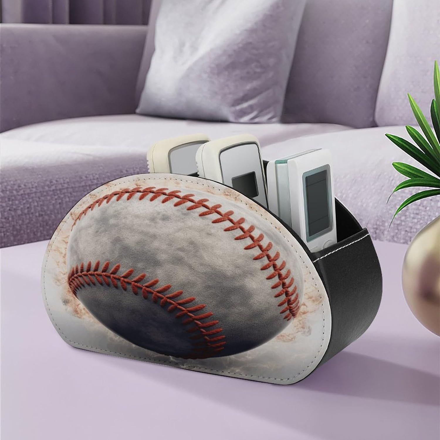 Personalized PU Leather Remote Control Holder with 5 Compartments image 5