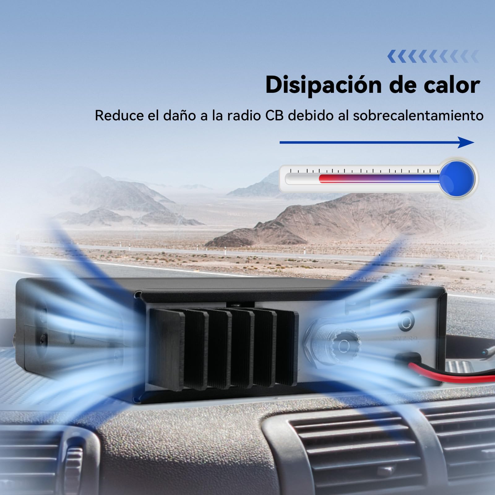 ‌Retevis MB63A Radio CB, Emisora CB Am/FM con Filtro de Ruido (NB/ANL), Sistema de Refrigeración, Enchufe de Mechero, Compatible 12V/24V, Megafonía, VOX, Emergencia CH9 para Camiones