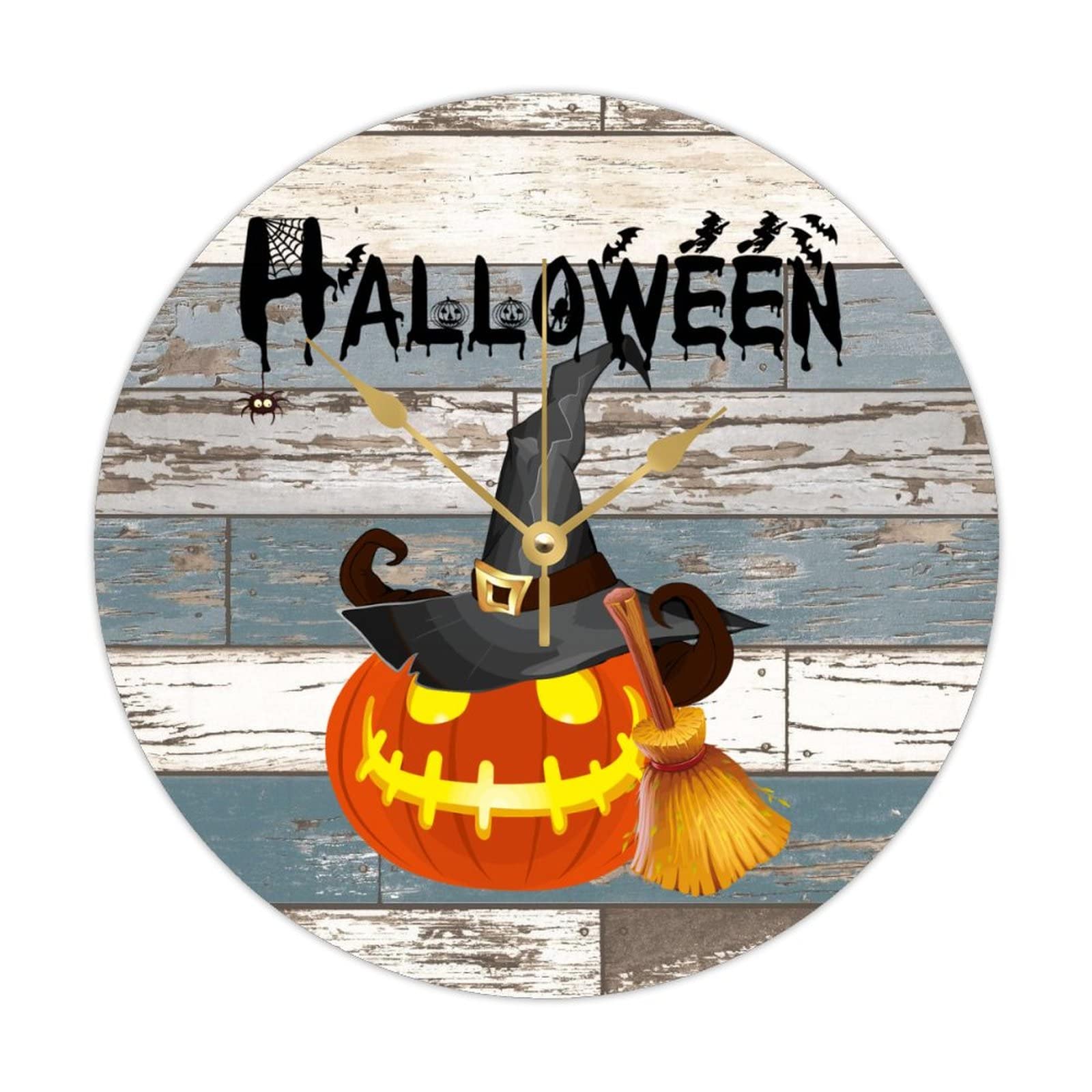 Horloge ronde en bois citrouille Halloween pour sublimer votre cuisine vintage