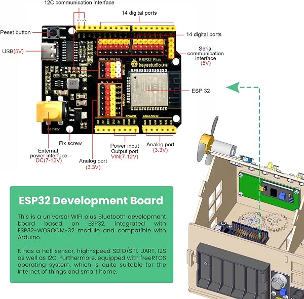 KEYESTUDIO ESP32 Smart Home IoT Kit Compatible avec Arduino IDE, avec ESP32 Board, Python C, Musical Project, etc. Tutoriel en Ligne 13 Fonctions - 4