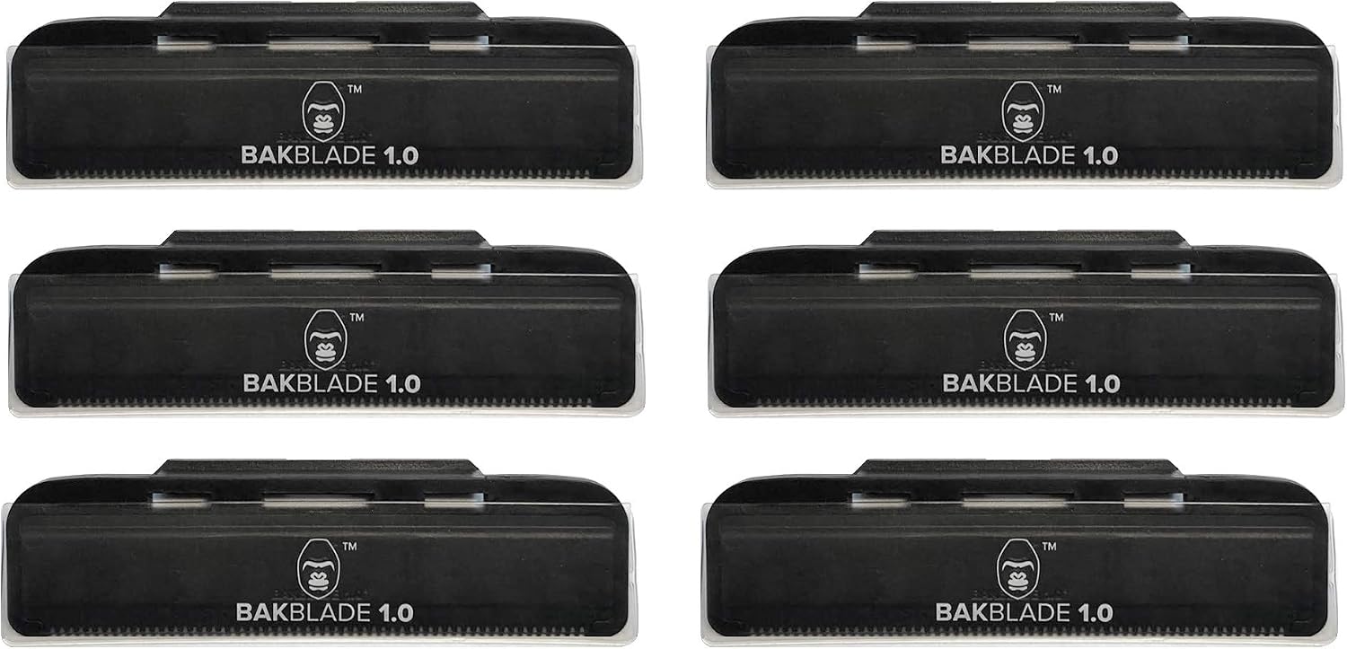 baKblade 1.0 Back Hair and Body Shaver Refill Replacement Cartridges Bundle. 4 Inch Extra-Wide Wet or Dry Disposable Razor Blades (6 Razors Included)