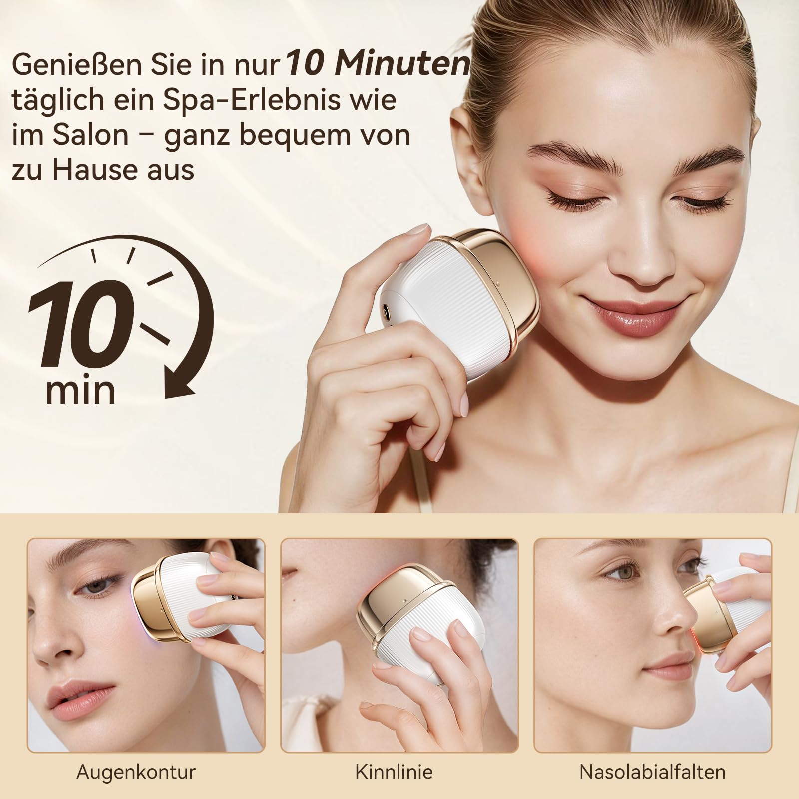 ANLAN EMS Gesichtsmassagegerät, Radiofrequenz mit 3 Vibrationsstufen & Phototherapie Gerät Gesicht Massagegerät, Anti-Falten Gesichtsmassagegerät für Gescht/Hals, Reduziert Schwellungen & Falten Firm