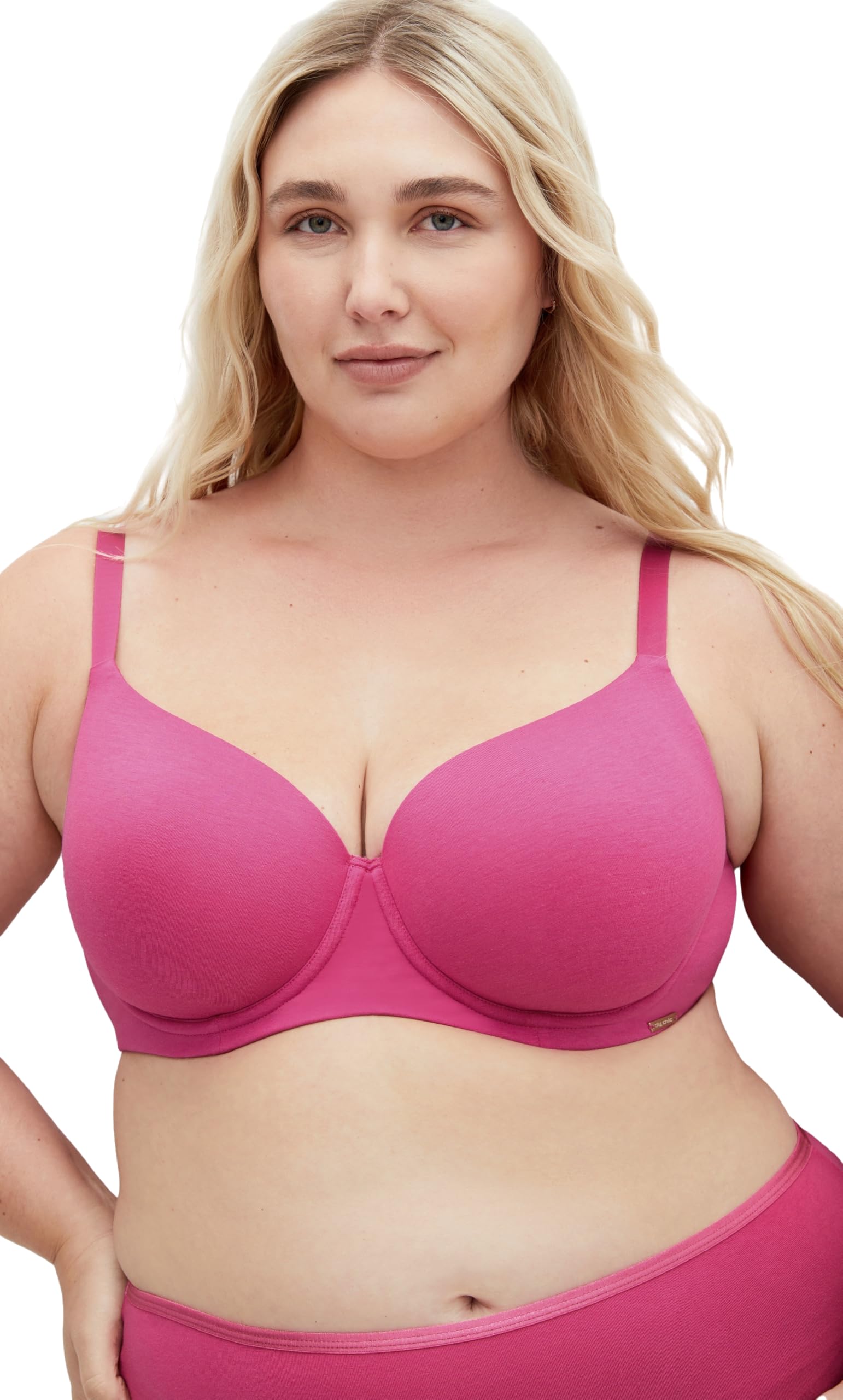 City Chic Women's Plus Size Bra-Smooth & Chic Cotton T-Shirt, Raspbery Rose, 44B