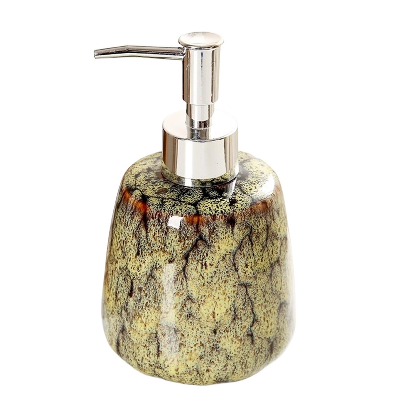 Hand Ceramic Hand Soap Dispenser Liquid Lotion Dish for Bathroom(Yellow)