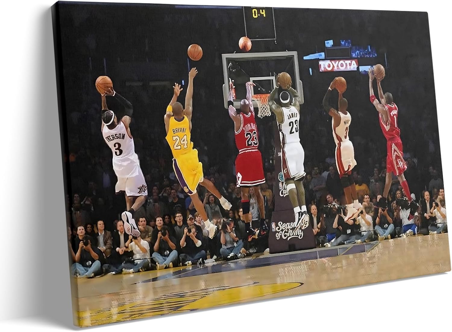 Kobe Bryant Canvas Wall Art Decor - 16X20 inch Legendary Basketball Players Tribute Featuring Bryant, Jordan, James and more, Iconic NBA Moments Sports Print for Game Room, Home, Office Wall Decor