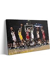 Kobe Bryant Canvas Wall Art Decor - 8X10 inch Legendary Basketball Players Tribute Featuring Bryant, Jordan, James and more, Iconic NBA Moments Sports Print for Game Room, Home, Office Wall Decor