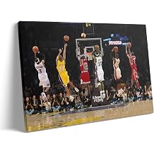 Basketball Legends Canvas Wall Art Print Poster, Iconic Sports Stars Shooting Inspirational Picture, Motivational Photography Wall Decor for Gym Dorm Home Office Living Room Bedroom, Framed 8x10inch