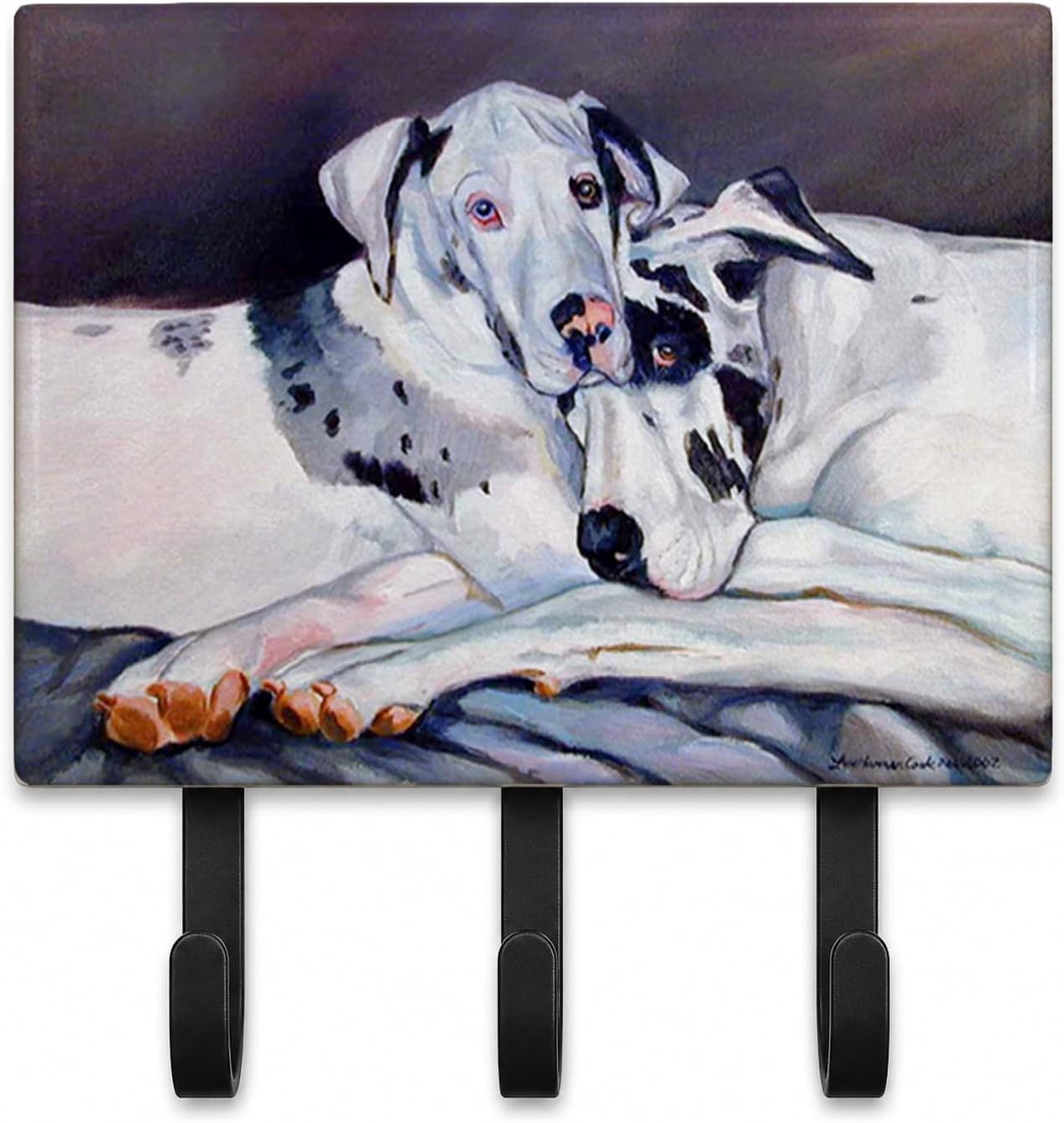 Caroline's Treasures 7163TH68 Harlequin Natural Great Danes Leash Holder or Key Hook, Large, Multicolor