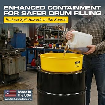 Eagle Drum Funnel for 30 and 55 Gallon Drums, Yellow