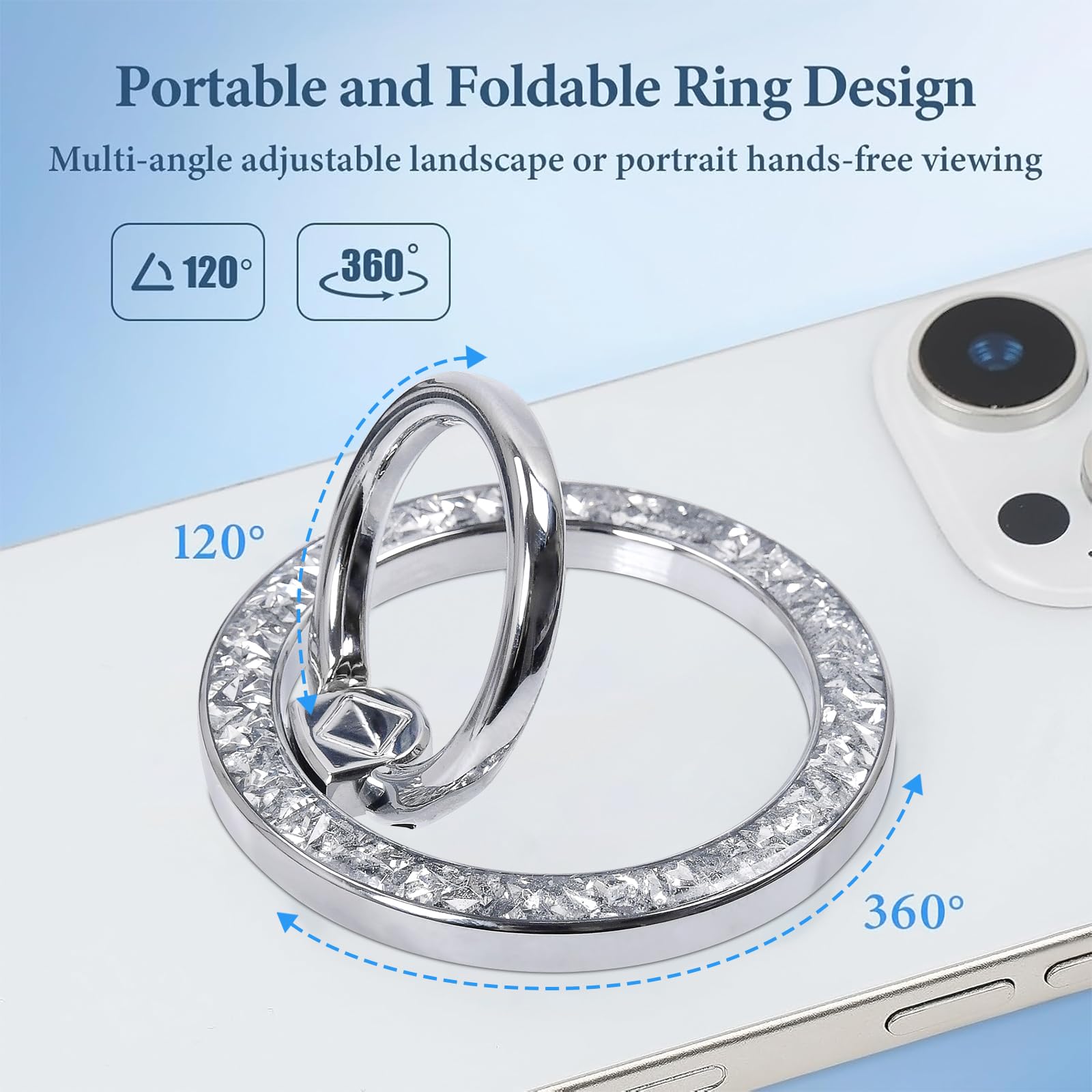 MENTINS Magnetic Phone Ring for MagSafe Grip [Super Magnet] Gold Twinkle Design Ring Holder Stand, Mag Safe Accessory for iPhone 17/16/15/14/13 Pro Max Plus — view 2