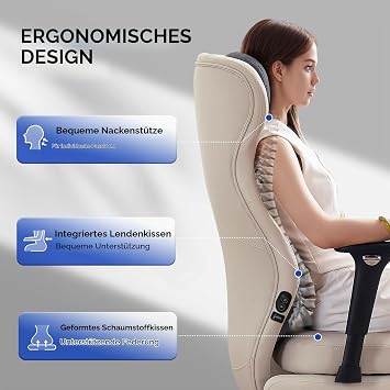 EMIAH Office Chair with Heating and Massage with Adjustable Armrests White