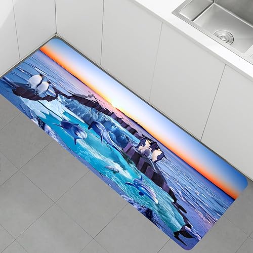 Miniatura 5 de WODEJIA Thickened Rubber Bottom Anti-Skid Bath Mat, Durable Flannel Mat Bright 9D Print Rug for Living Room, Absorbent Water Clearance MatS for