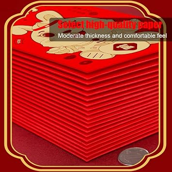 36 Pcs Chinese Envelopes 2026 Horse Year Red Envelopes Emboss Foil Large Size for Chinese New Year, Spring Festival, Lunar New Year (Word Patterns, Large)