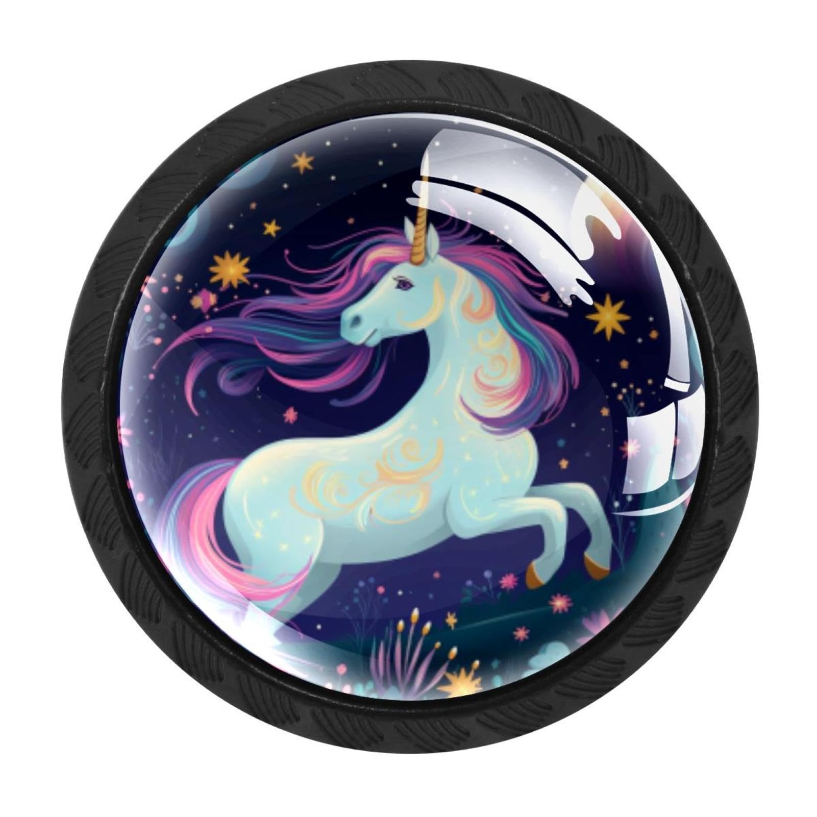 Chenzzzz Multicolored 20 4 Pcs Starry Unicorn Crystal Glass Cabinet Knob Drawer Pull Handle For Kitchen Cupboard Dresser Wardrobe Etc