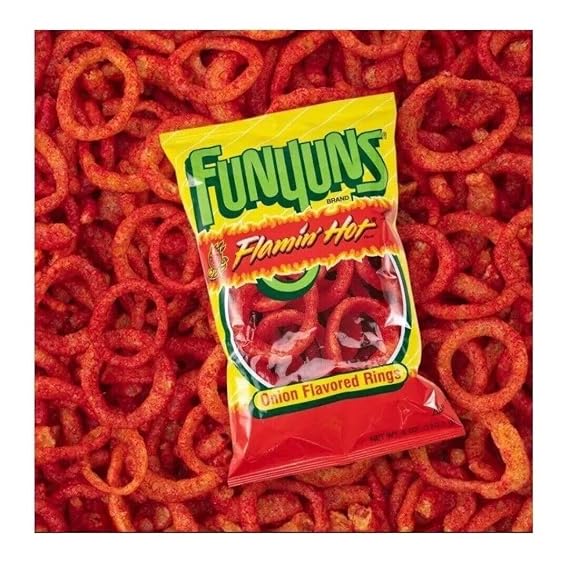 Funyun's Flamin Hot Onion Flavored Rings, 1.25 ounce bags (Pack of 8), Bundled by City Wide Gourmet