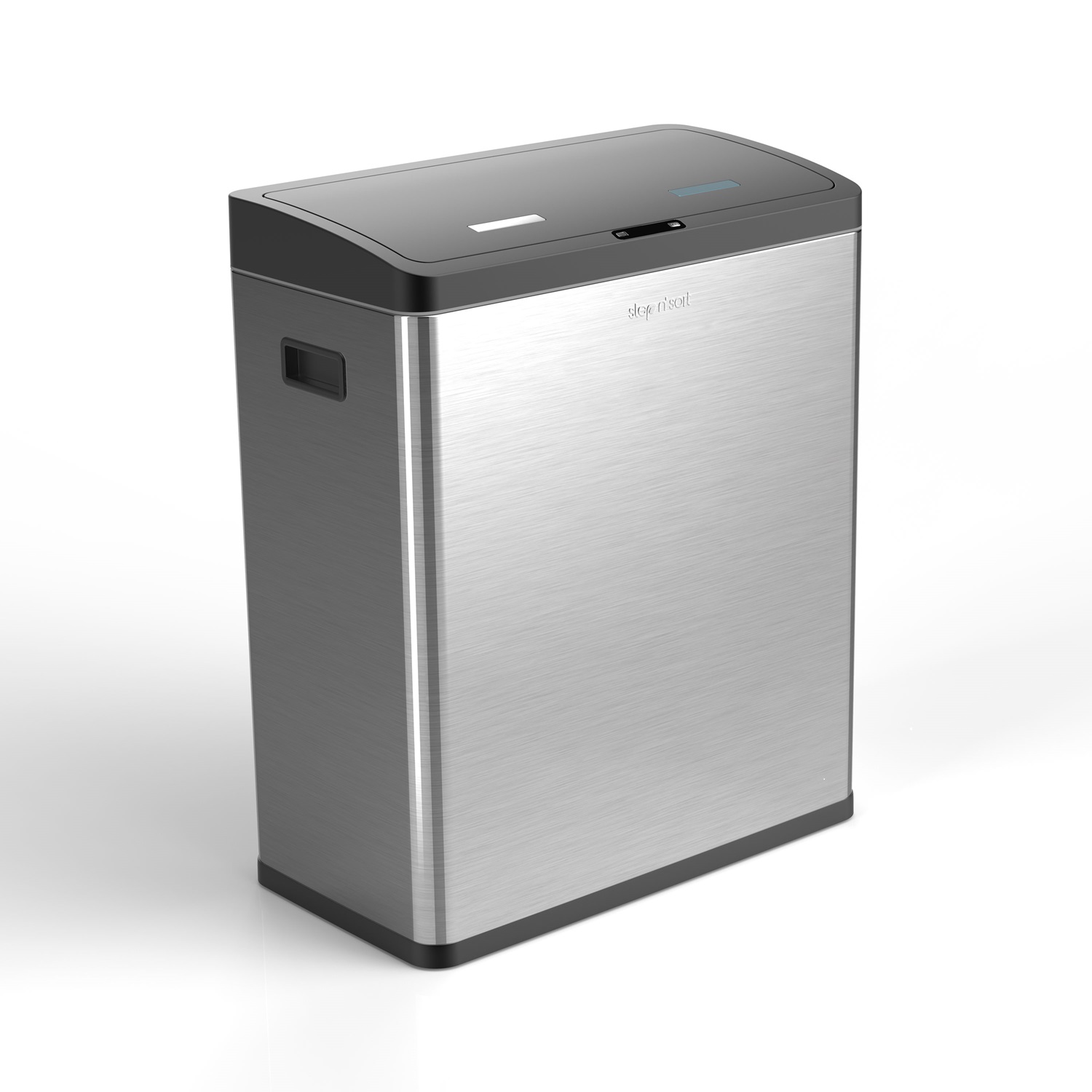 Image of Step N' Sort Motion Sensor Trash Can (60L) - Touchless Stainless Steel Kitchen Garbage & Recycling Bin with Dual Compartments, Soft-Close Lid & Fingerprint-Proof Finish