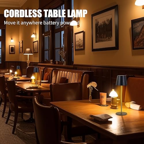 Miniatura 6 de IMQSQIK Lámparas de mesa inalámbricas recargables por USB lámpara de escritorio de Simplicity integrada de 4600 mAh lámpara LED que funciona con