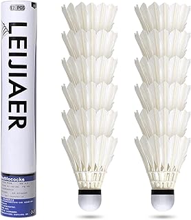 Eacam Feather Shuttlecocks for Outdoor, 12-Pack Badminton Balls Training Badminton Shuttlecocks Suitable for Indoor and Outdoor