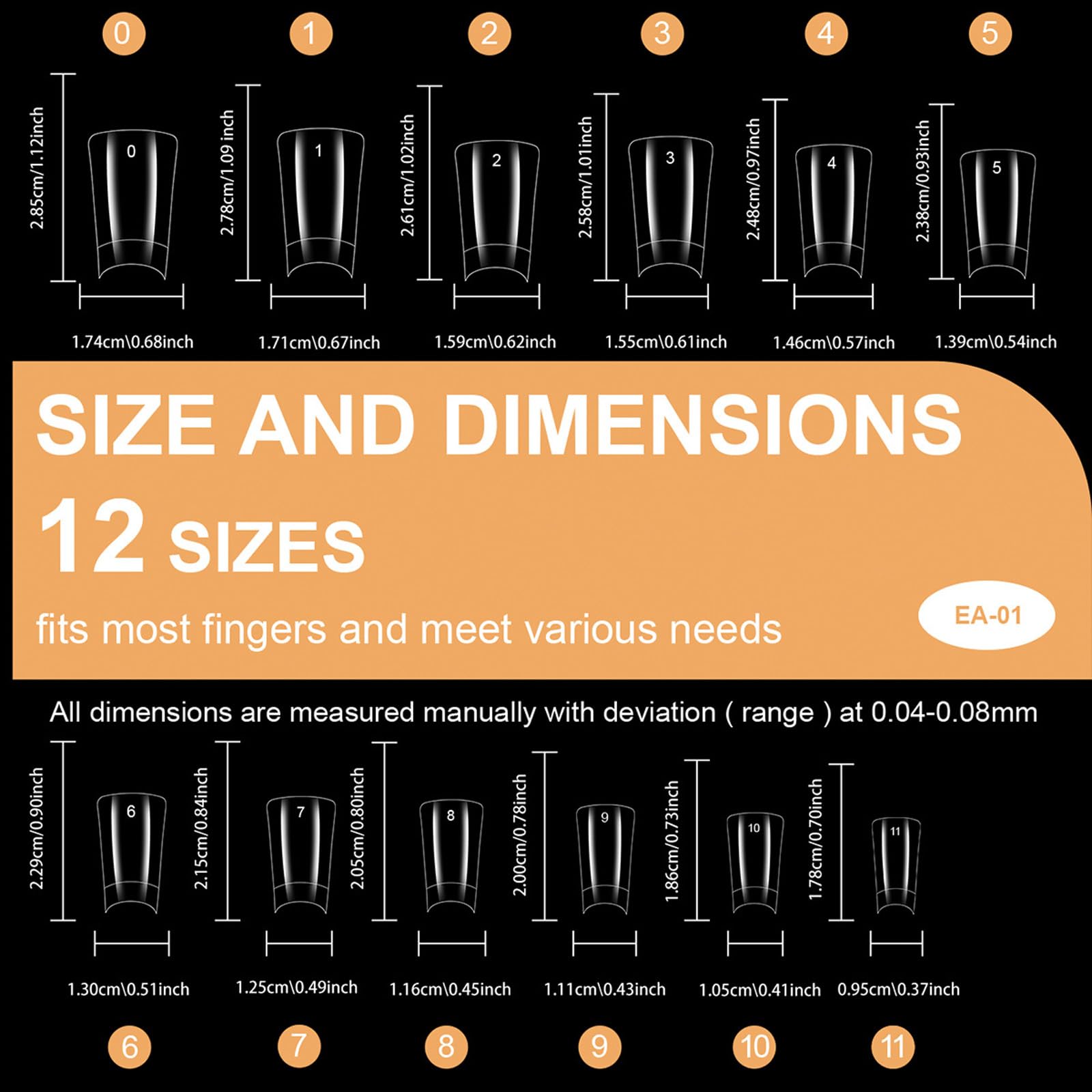 600 piezas de uñas de gel transparentes con forma curva falsa para manicura, media cubierta, francés, anchas, francesas
