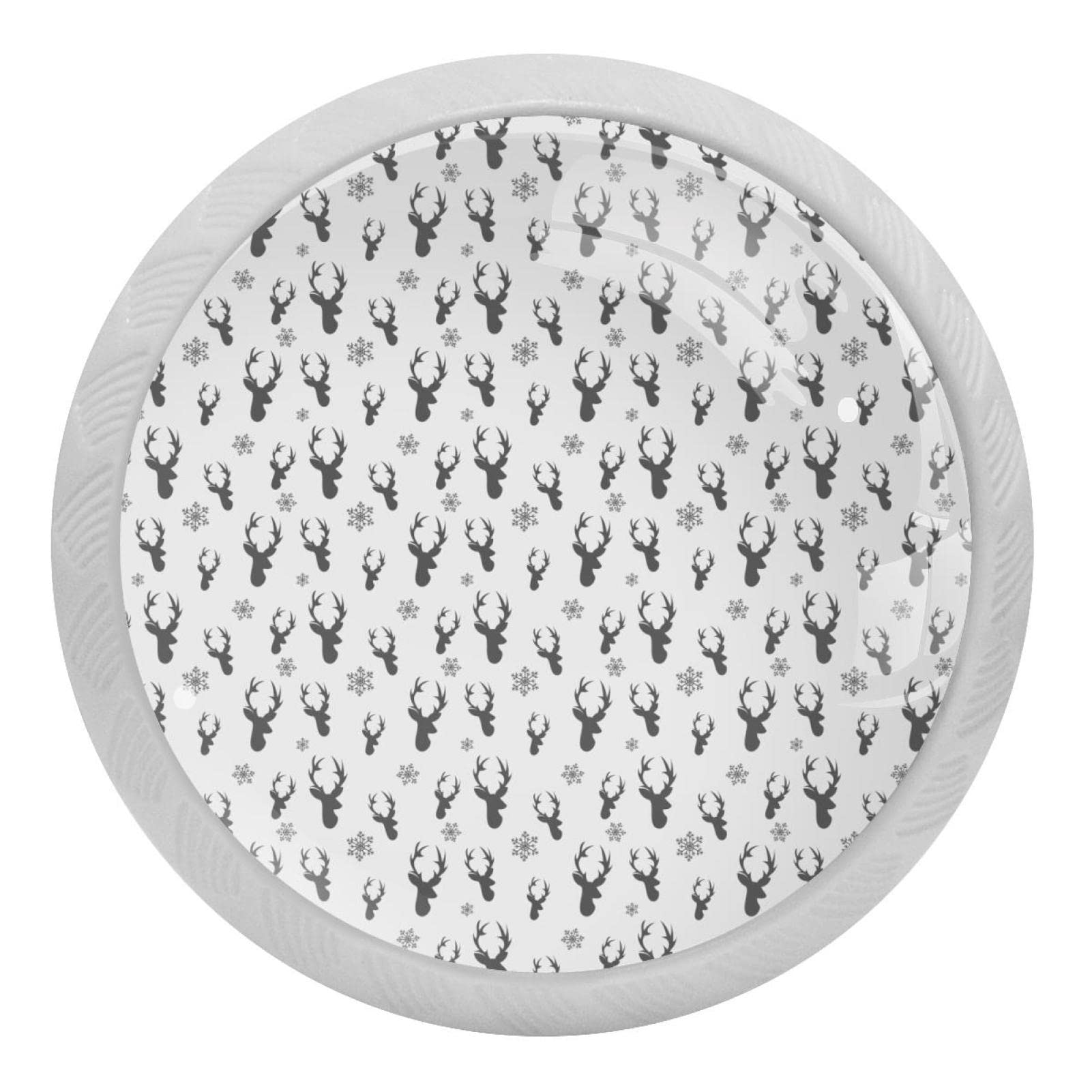 Boutons de placard de cuisine blancs lot de 4 poignées phosphorescentes à motif renne