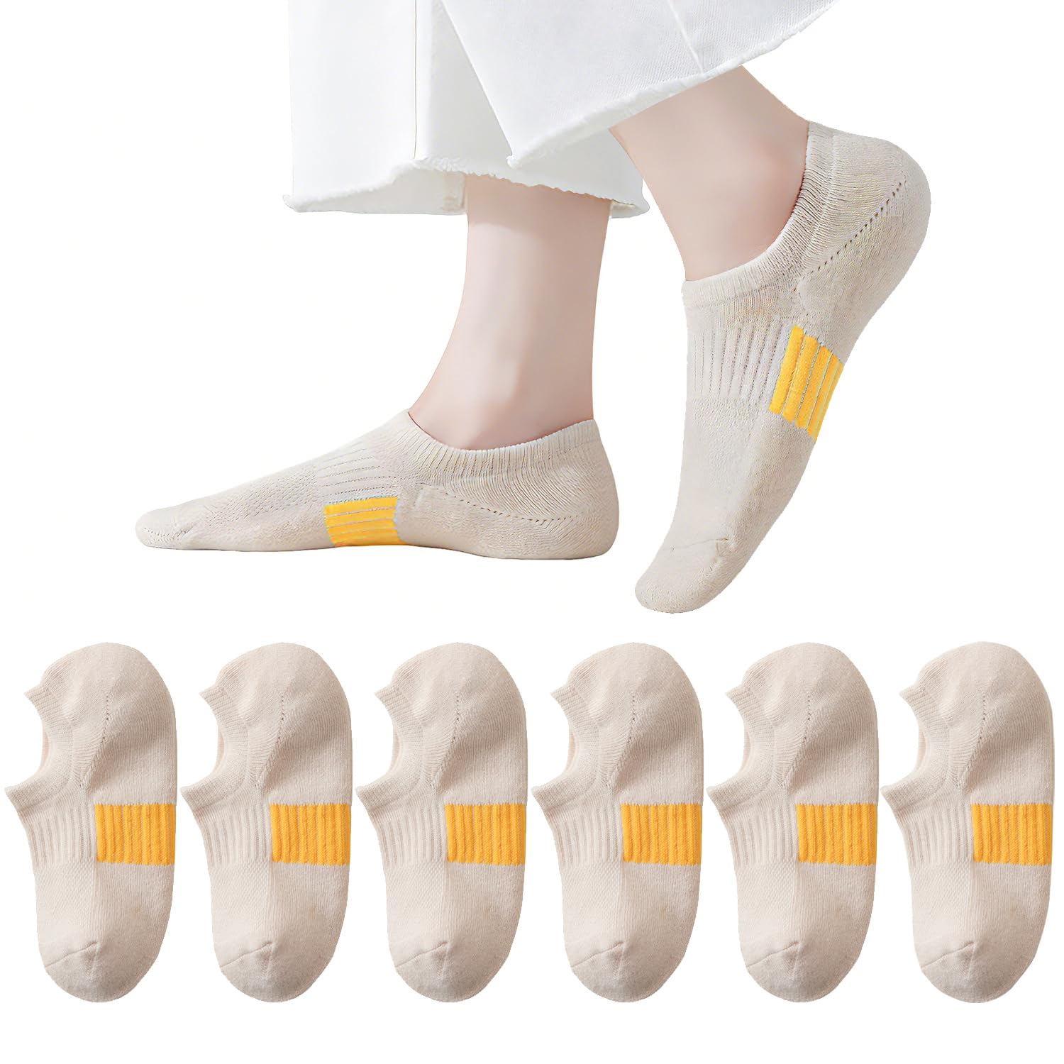 EPEIUS Thick No Show Socks for Women Athletic Ankle Socks Cushioned Running Low Cut Non Slip Footies 3/6 Pairs