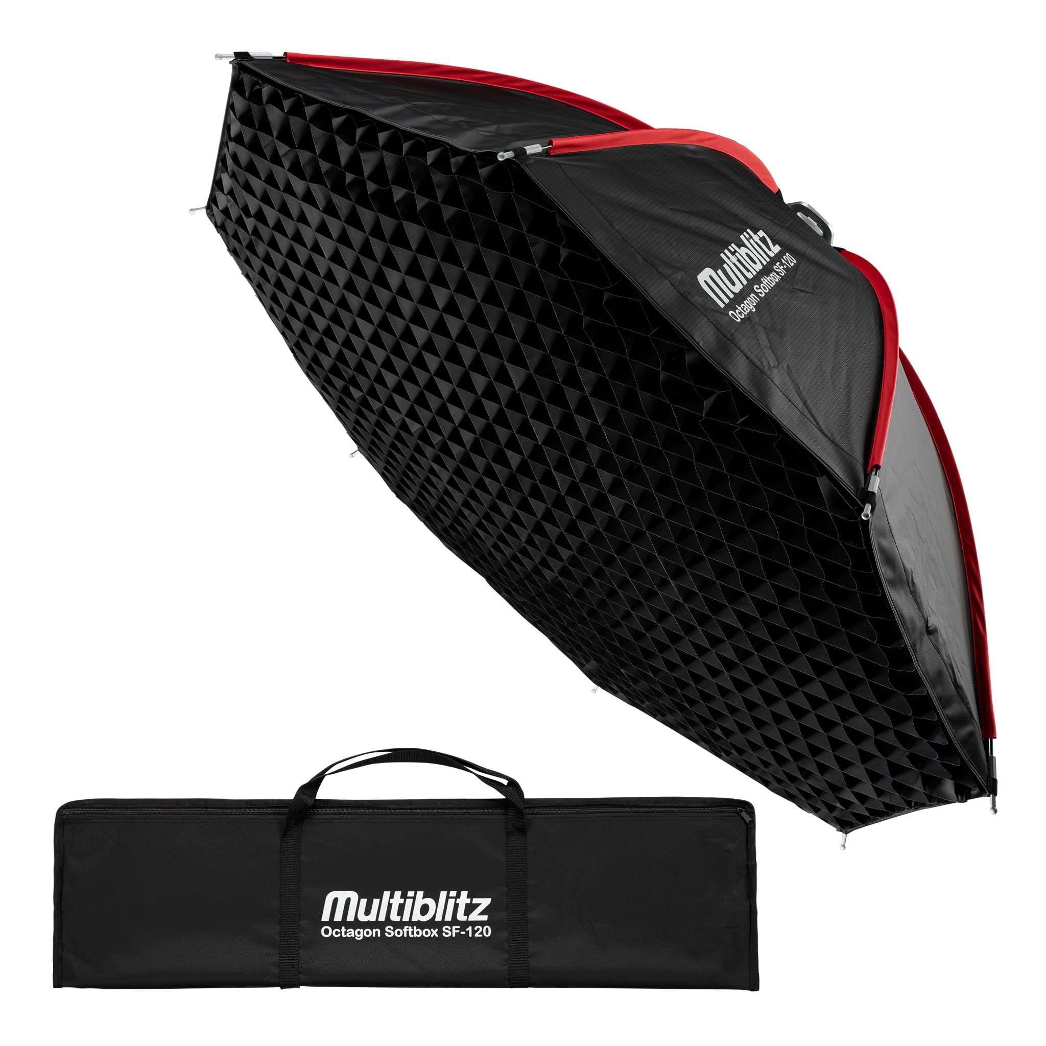 Multiblitz Octagon Softbox SF-120 Bowens, z siatką i dyfuzorami, modyfikator światła do lamp studyjnych i stałego światła LED, dyfuzor światła do fotografii portretowej i oświetlenia filmowego