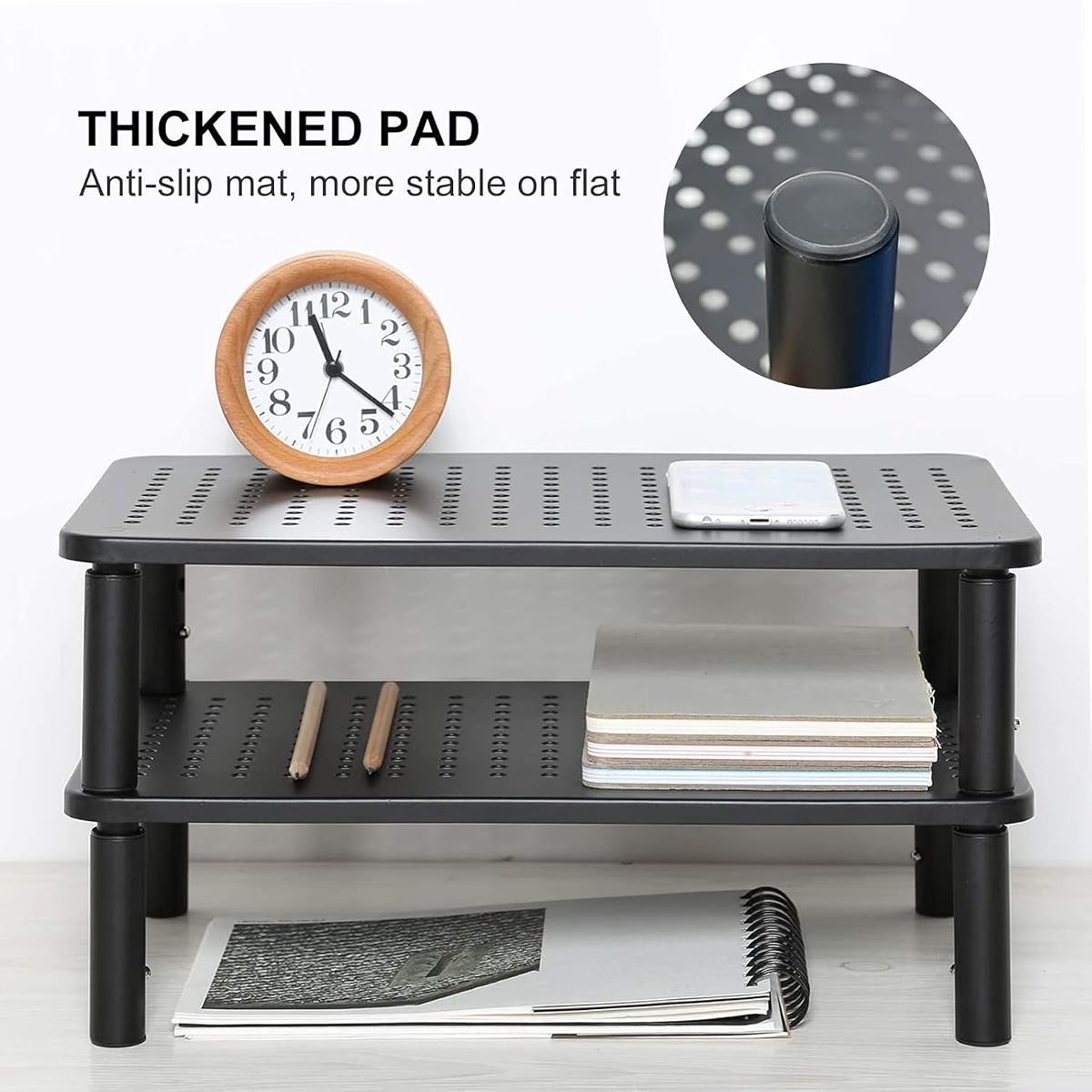 suptek Computer Monitor Stand Riser, Metal for Laptop, Printer, Notebook and All Flat Screen TV Display with Vented Platform, 3 Height Adjustable Riser MST003 — view 5