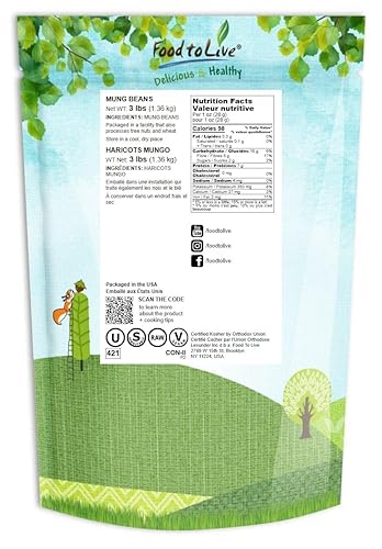 Vista 2 de Food to Live - Frijoles mungos secos (Kosher, Granel)