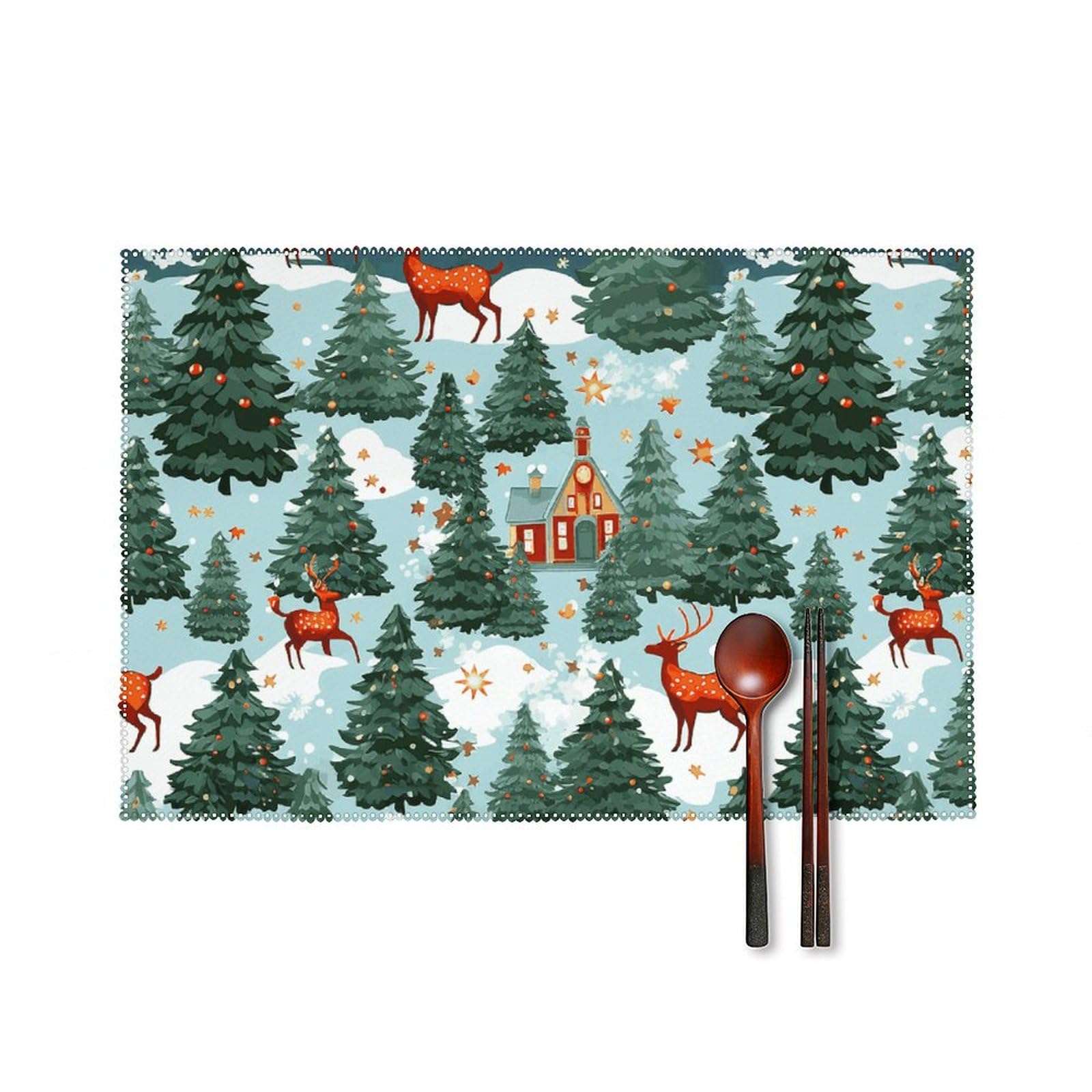 Set de table lot de 6 en toile imprimés rectangulaires faciles à nettoyer