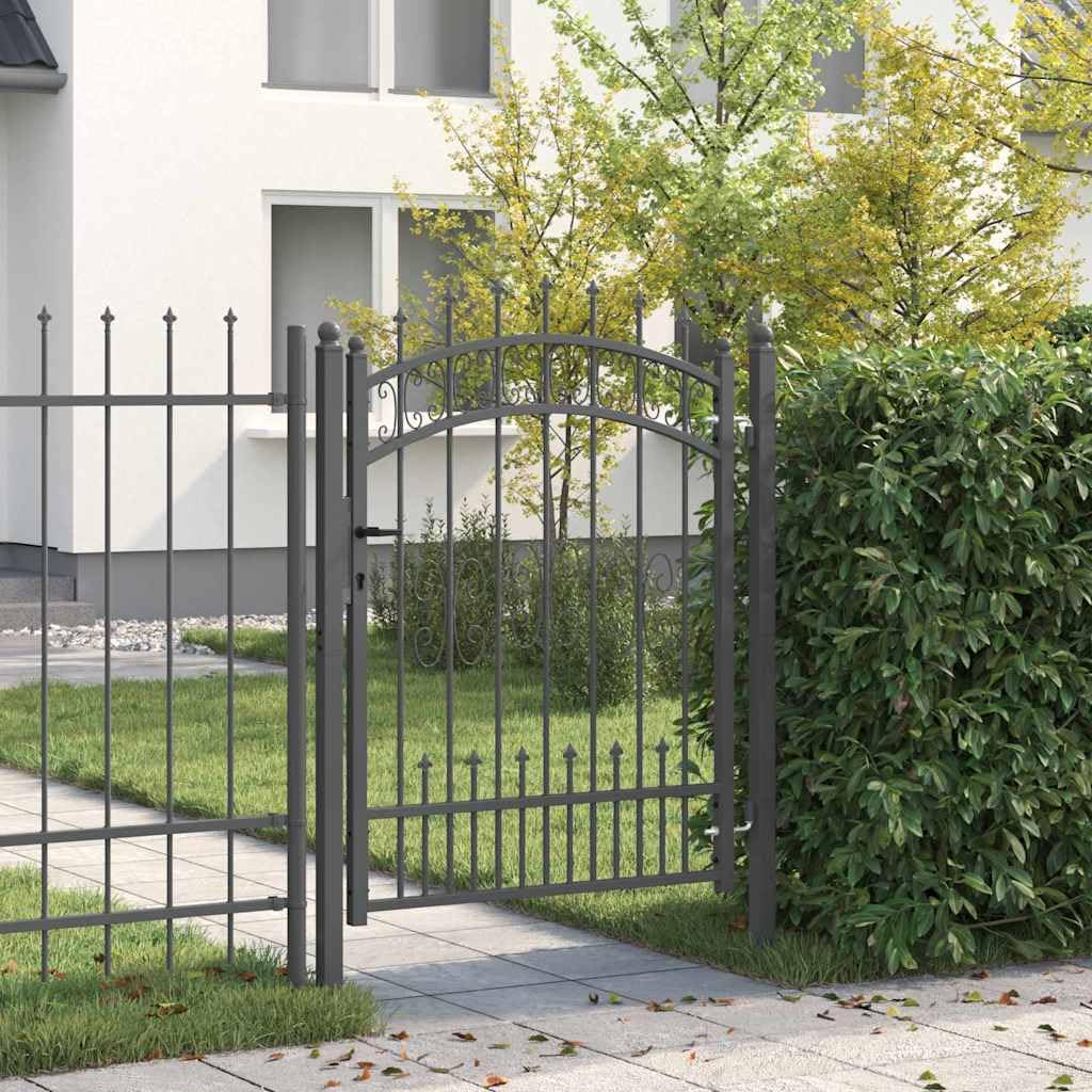 Portail de clôture gris 103x175 cm avec serrure sécurisée Kampen pour jardin et terrain