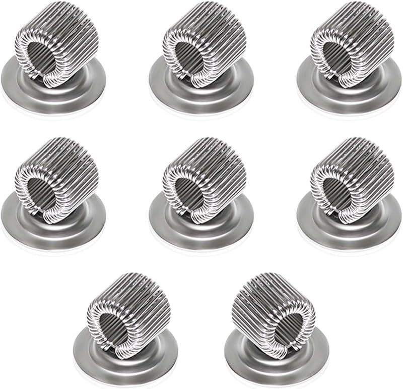 8 Pcs Manganese Steel Pen Holder Clips Self Adhesive Pencil Organizer with Adjustable Spring Loop for Erase Board Whiteboard Bulletin Board Refrigerator Map Office Home Fit Any Size (Silver)