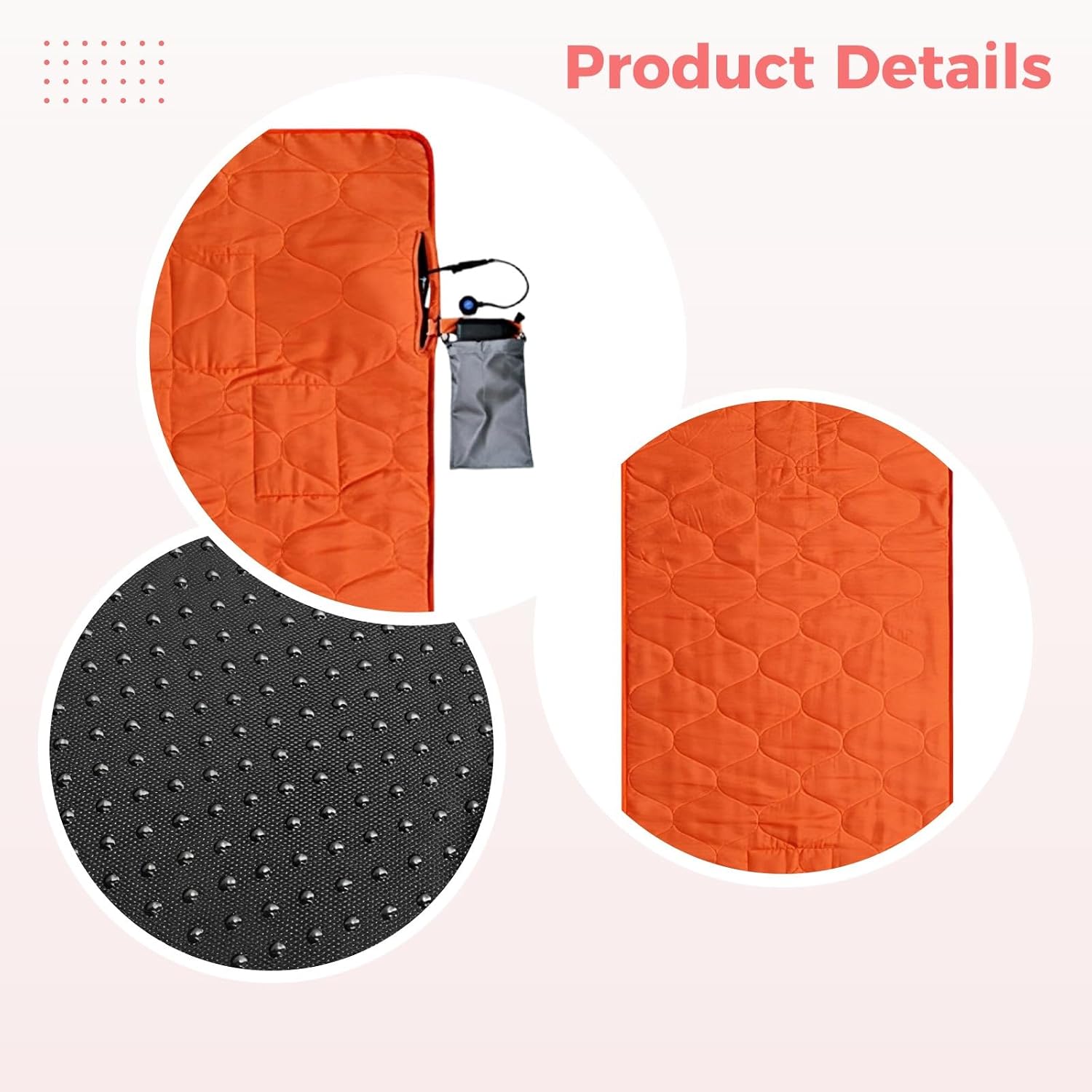 Usb Heated Sleeping Pad 78.7 X 24.4 In, 3 Heat Settings For Indoor And Outdoor Use, Foldable Electric Heating Pad, Lightweight With Storage Bag, Bright Orange