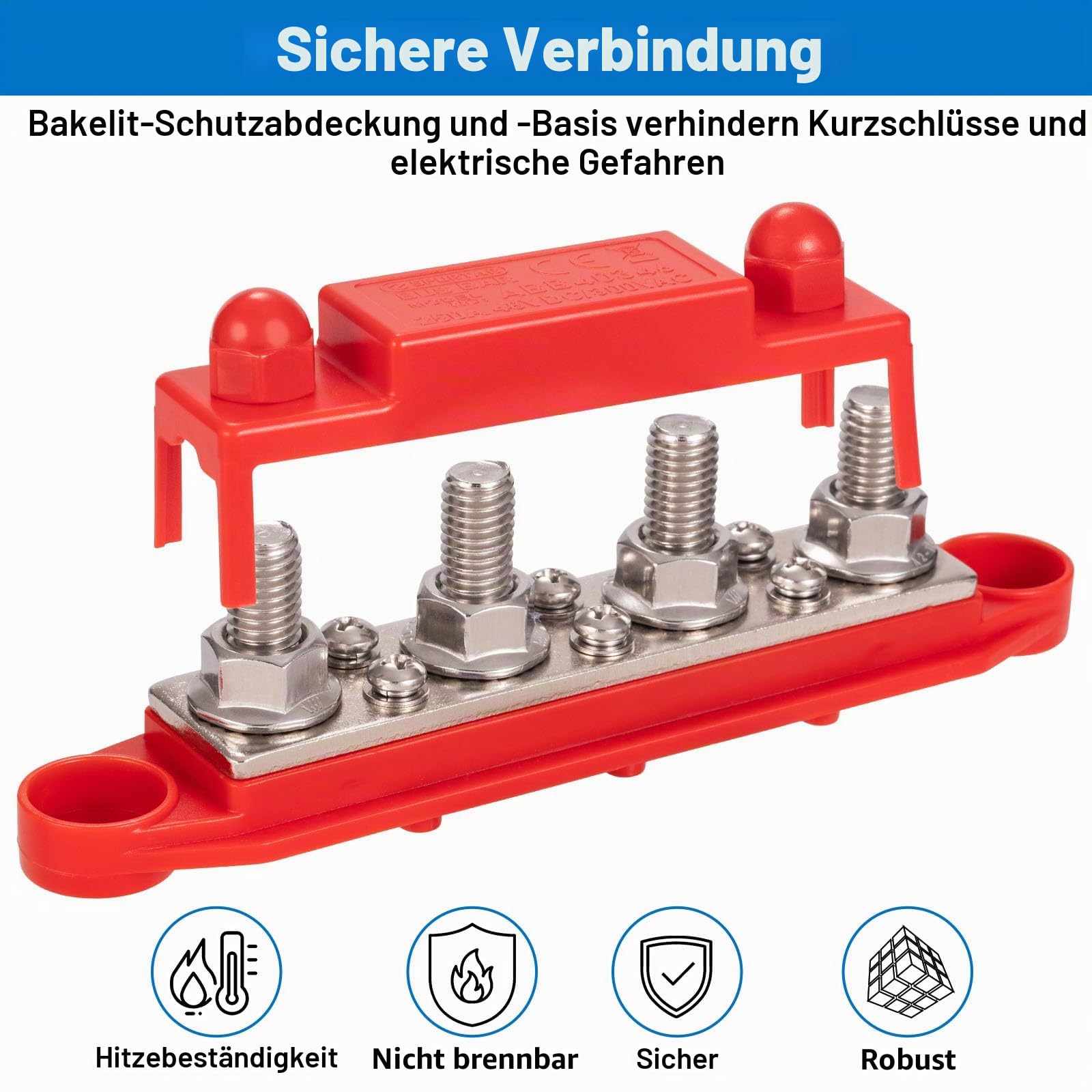 Spurtar Sammelschiene Busbar 250A 12-48V Verteilerblock Batterie Stromverteiler mit 4x M10 und 6x M4 Schraubklemmen für KFZ LKW Wohnmobil 16,5 × 3,4 × 4,8 cm – Nicht für enge Räume geeignet